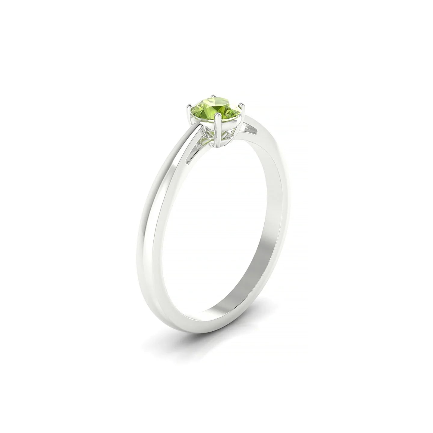 Zenith | 18k White Gold 4.5 mm Round Peridot Ring