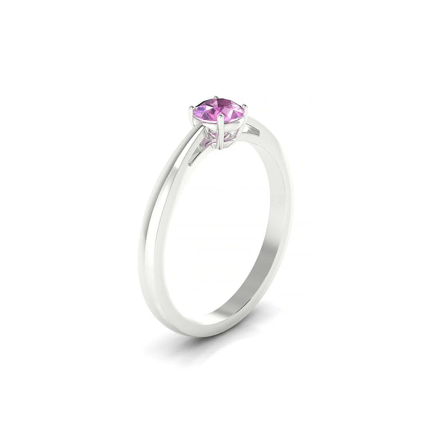 Zenith | 18k White Gold 4.5 mm Round Pink Sapphire Ring