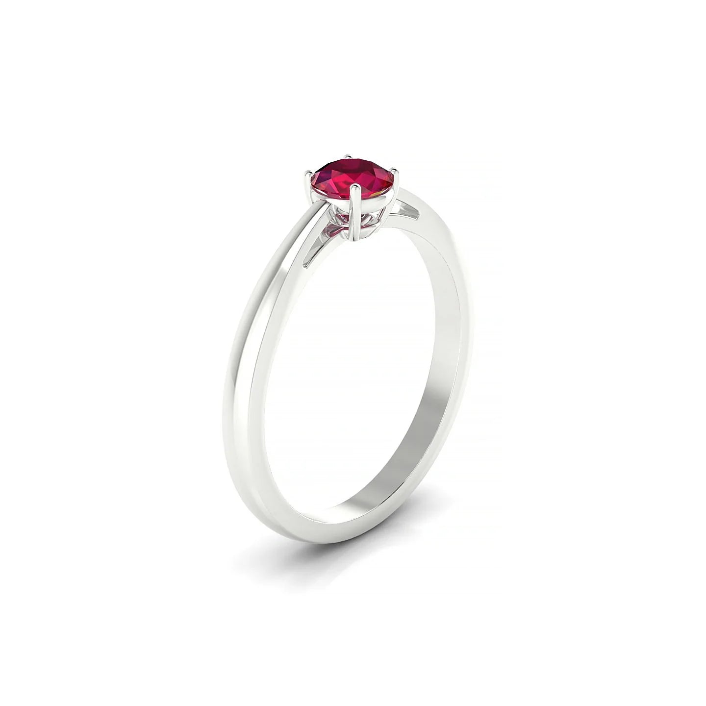 Zenith | 18k White Gold 4.5 mm Round Ruby Ring