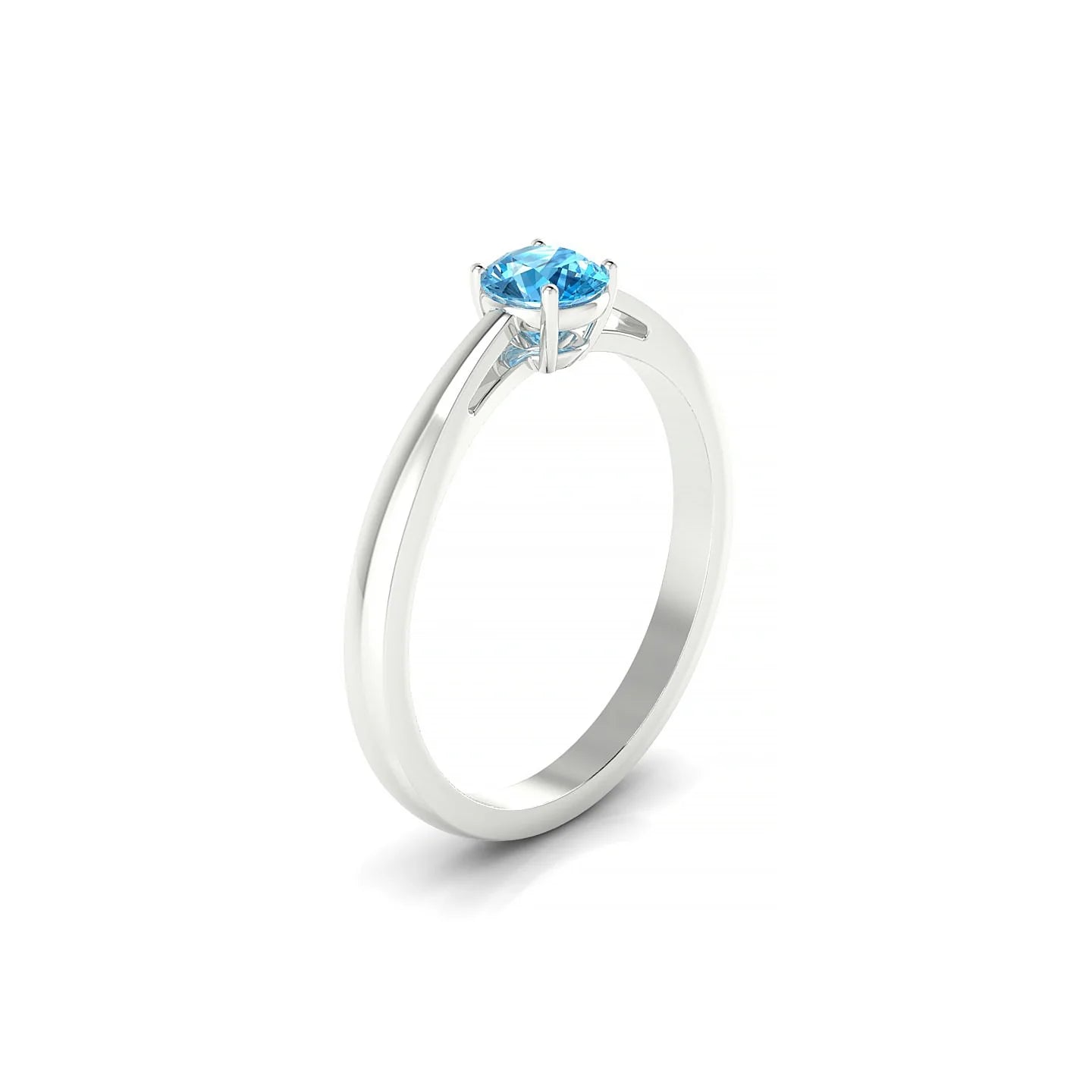 Zenith | 18k White Gold 4.5 mm Round Topaz Ring