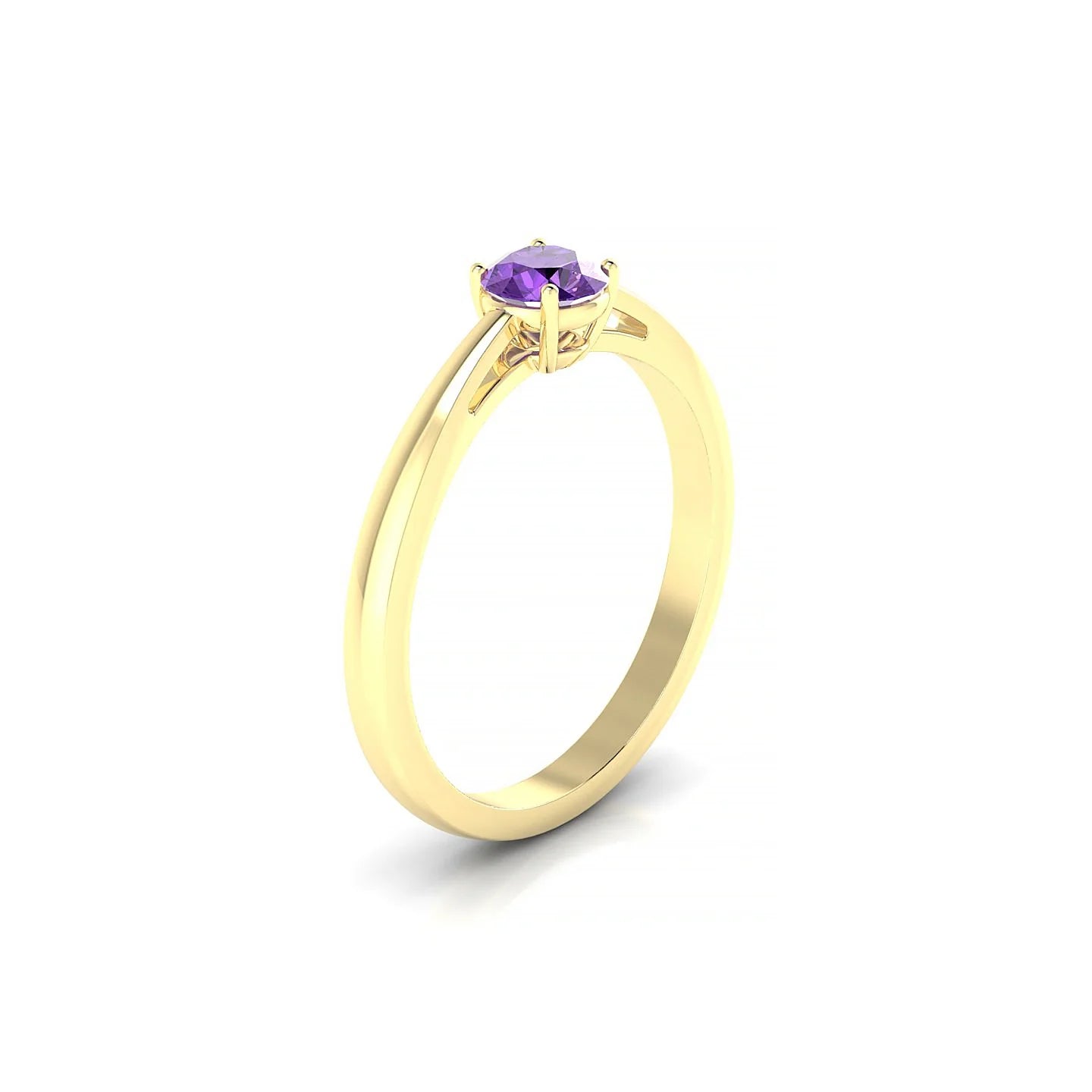 Zenith | 18k Yellow Gold 4.5 mm Round Amethyst Ring