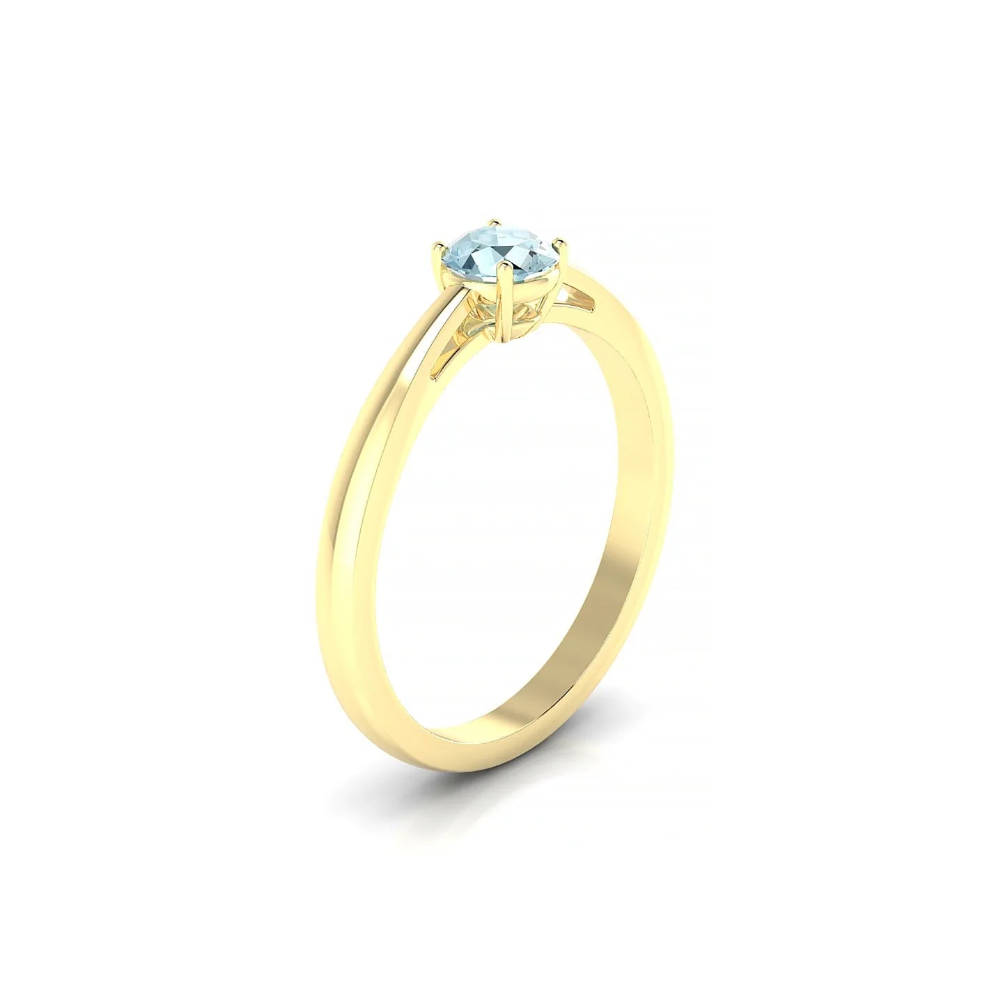 Zenith | 18k Yellow Gold 4.5 mm Round Aquamarine Ring