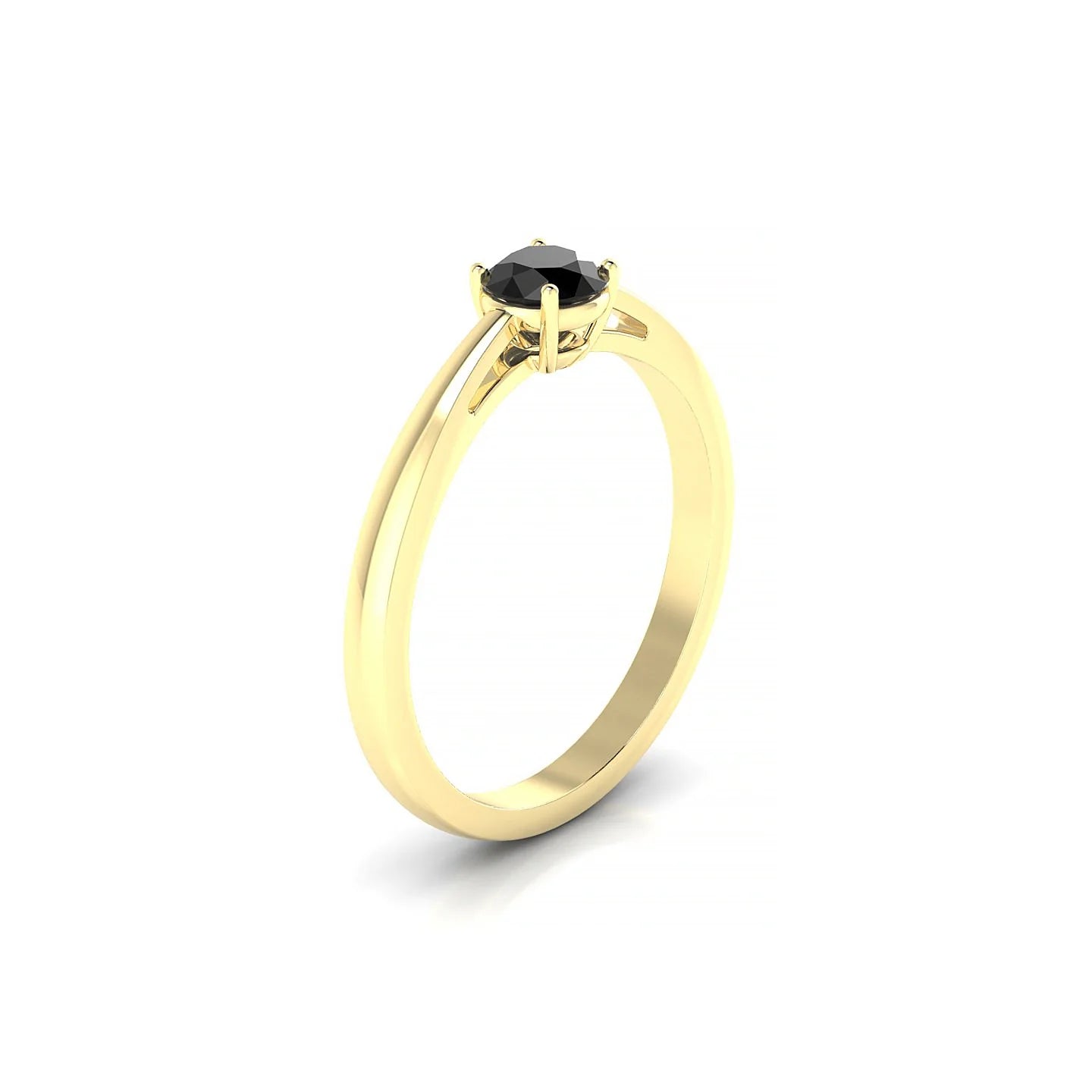 Zenith | 18k Yellow Gold 4.5 mm Round Black Diamond Ring