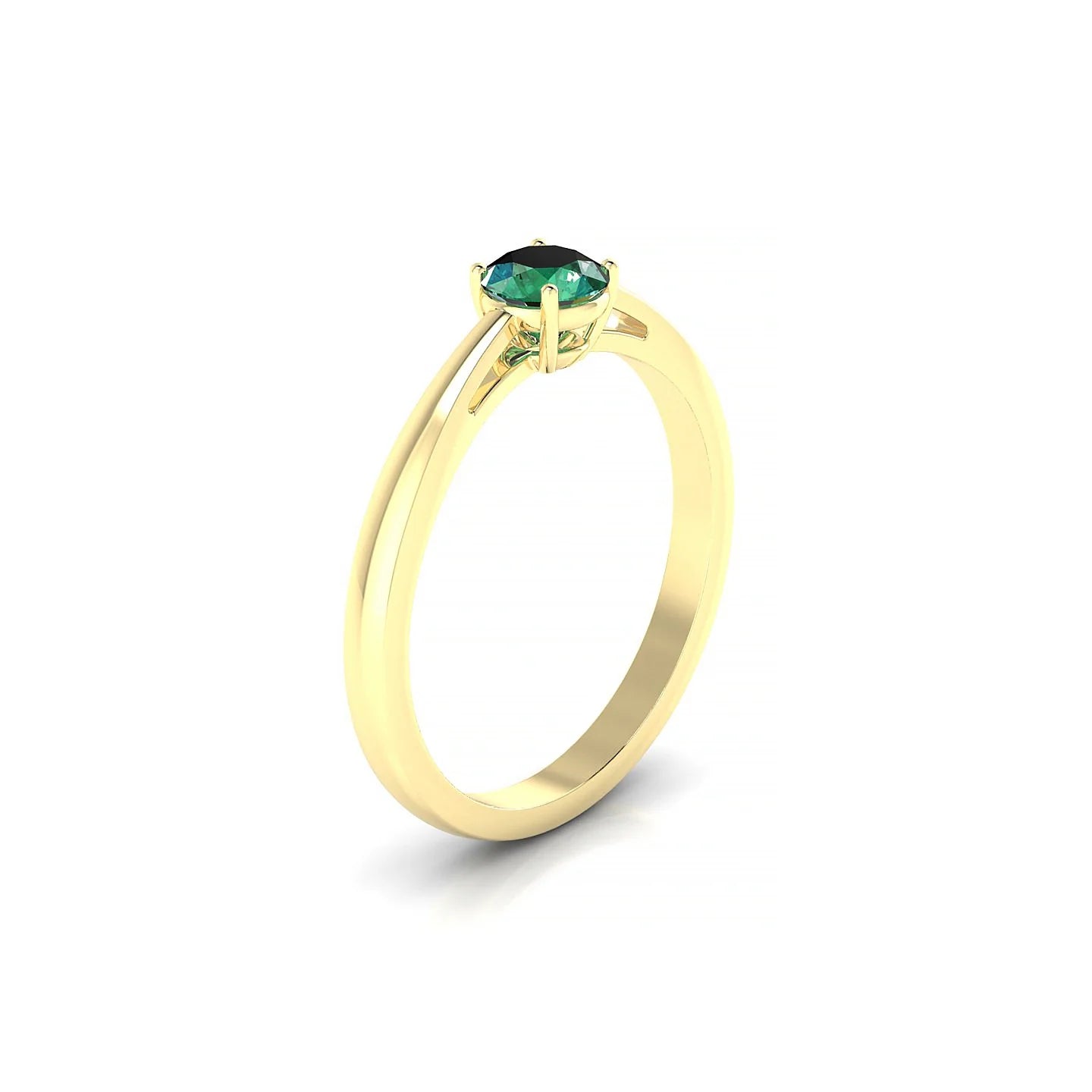 Zenith | 18k Yellow Gold 4.5 mm Round Emerald Ring