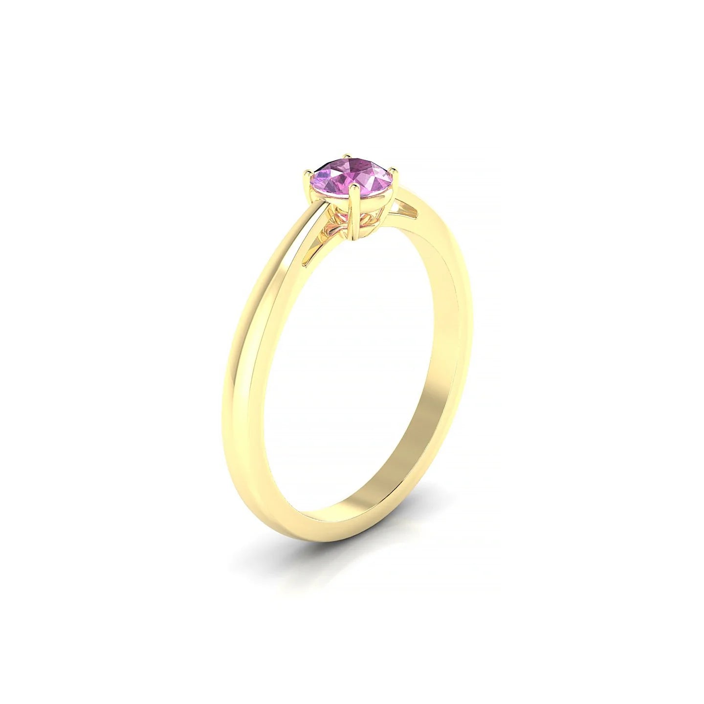 Zenith | 18k Yellow Gold 4.5 mm Round Pink Sapphire Ring