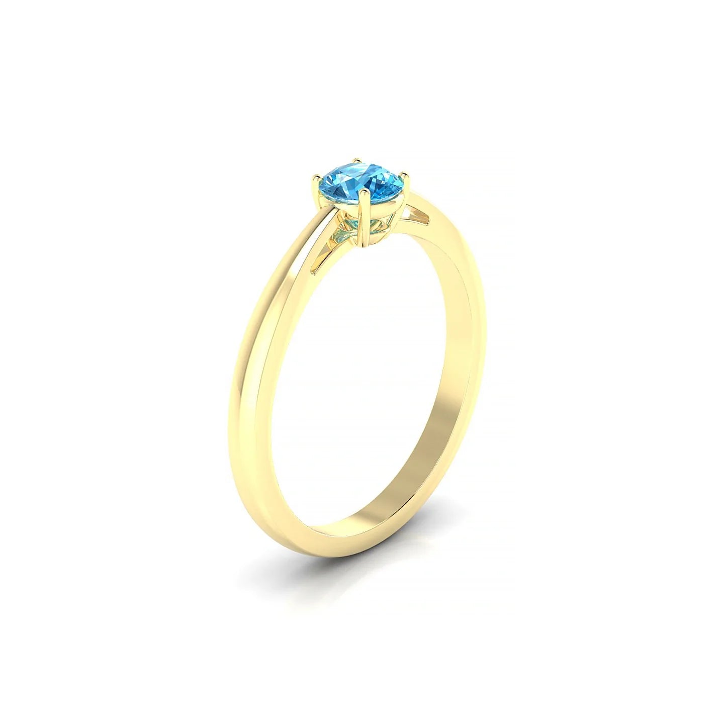 Zenith | 18k Yellow Gold 4.5 mm Round Topaz Ring