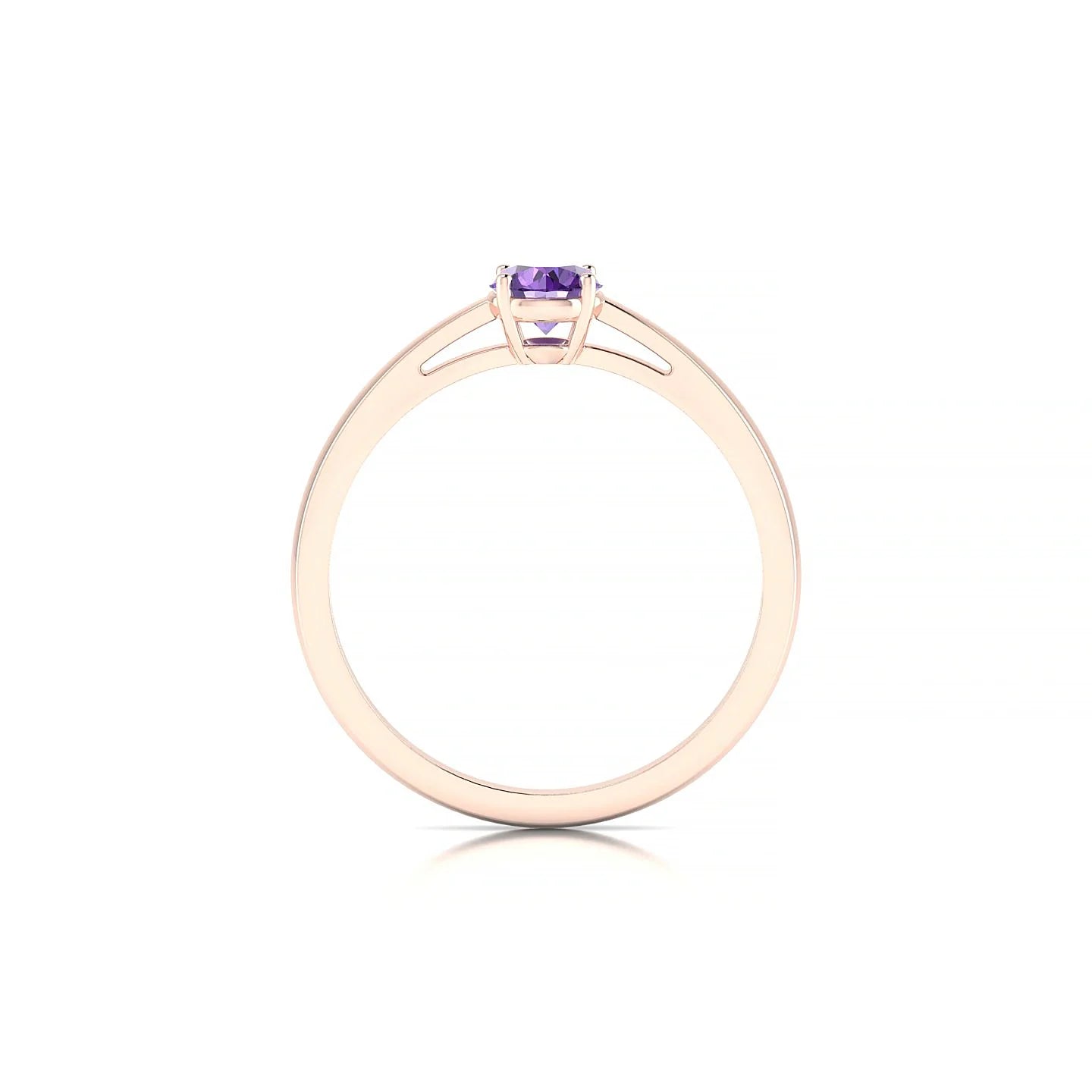 Zenith | 18k Rose Gold 4.5 mm Round Amethyst Ring
