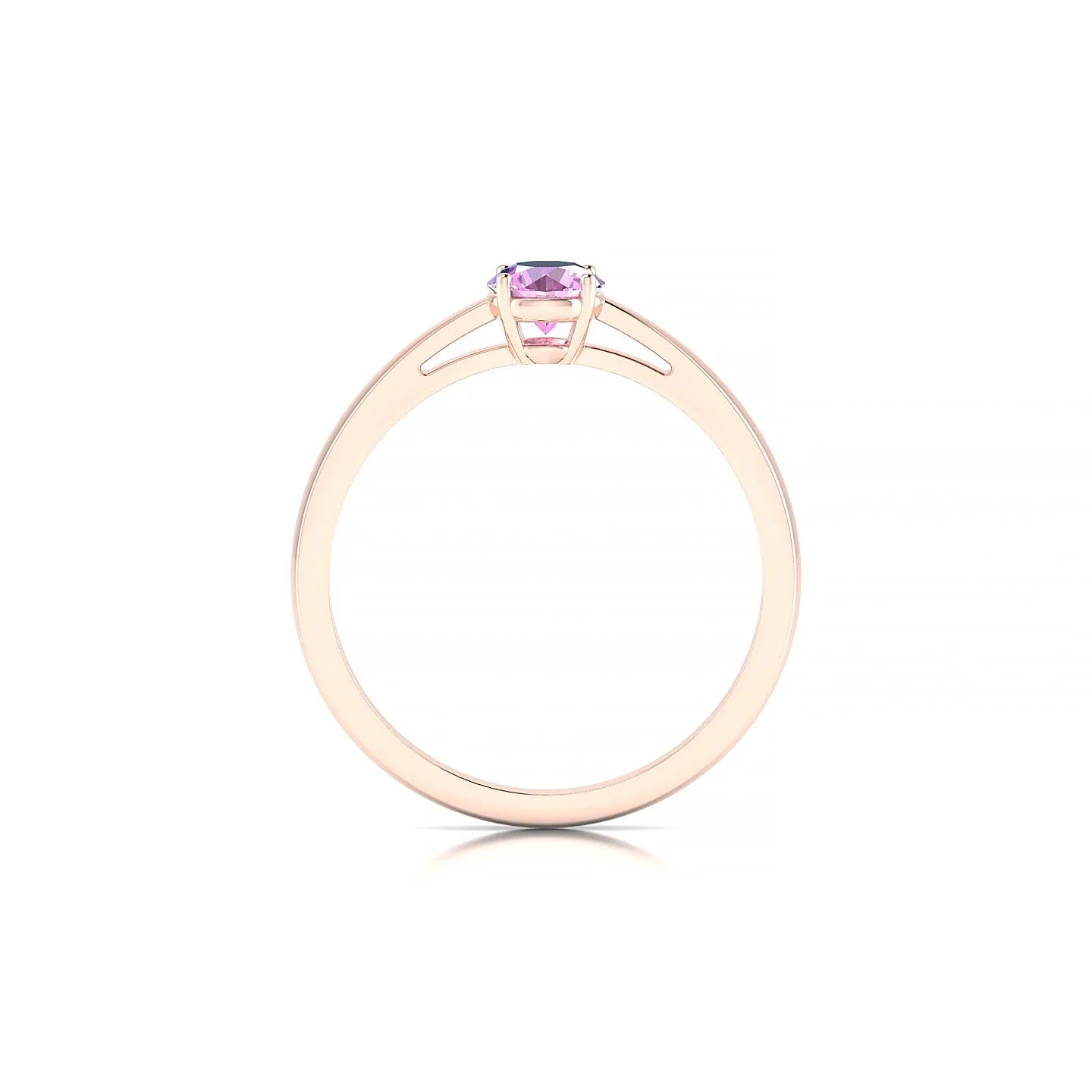 Zenith | 18k Rose Gold 4.5 mm Round Pink Sapphire Ring