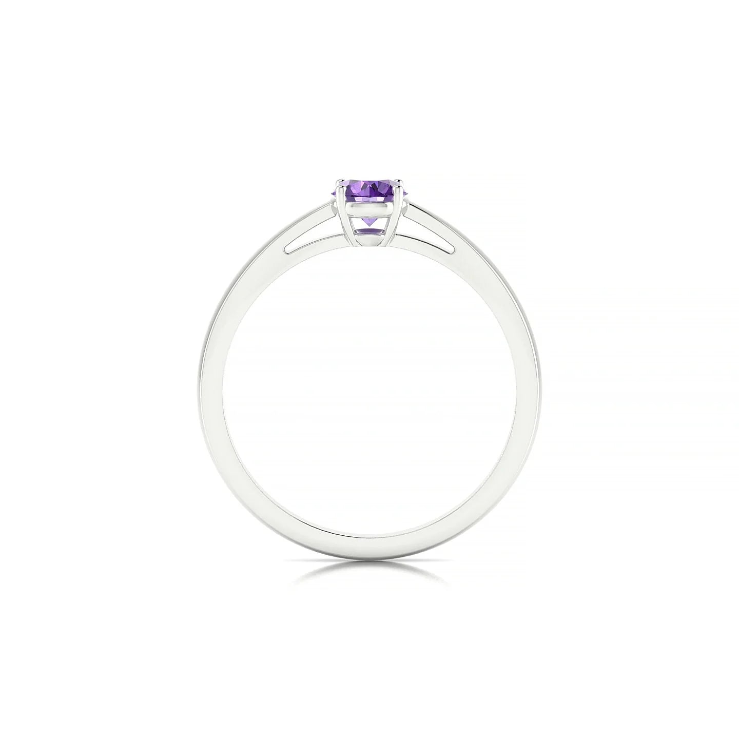 Zenith | 18k White Gold 4.5 mm Round Amethyst Ring