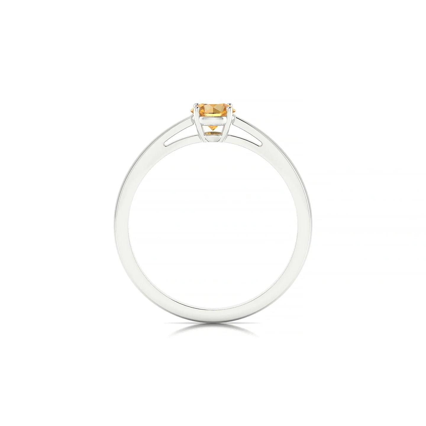 Zenith | 18k White Gold 4.5 mm Round Citrine Ring