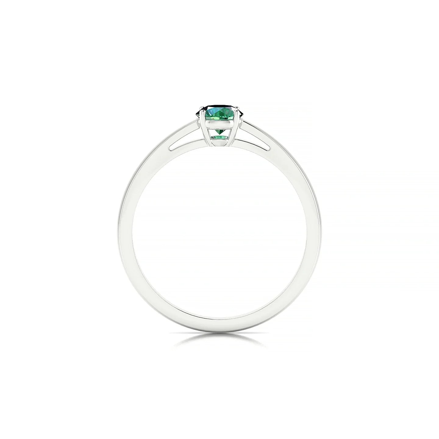Zenith | 18k White Gold 4.5 mm Round Emerald Ring