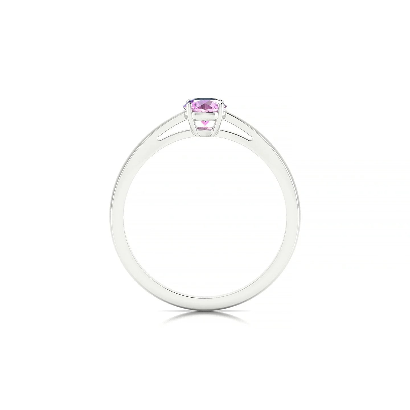 Zenith | 18k White Gold 4.5 mm Round Pink Sapphire Ring