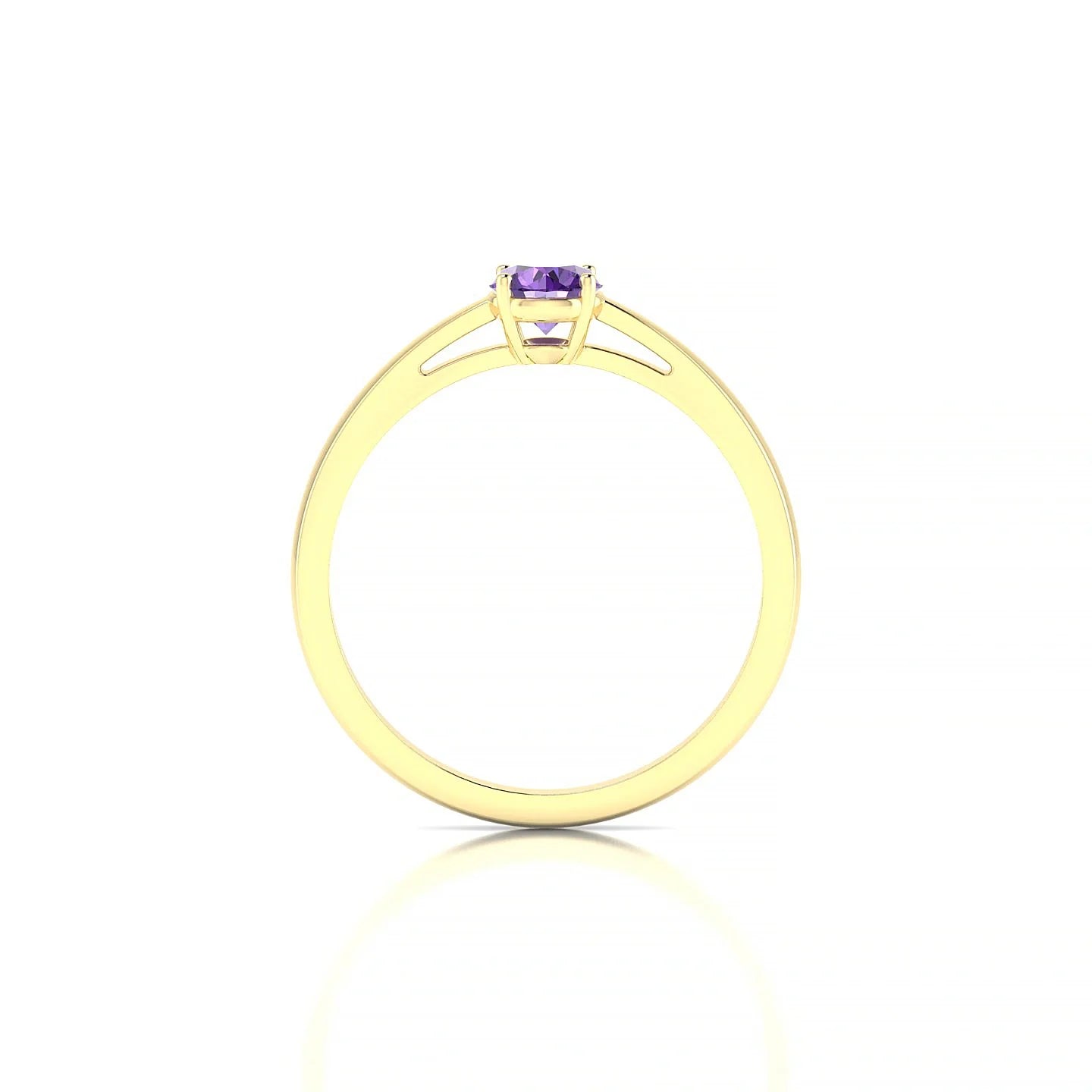 Zenith | 18k Yellow Gold 4.5 mm Round Amethyst Ring