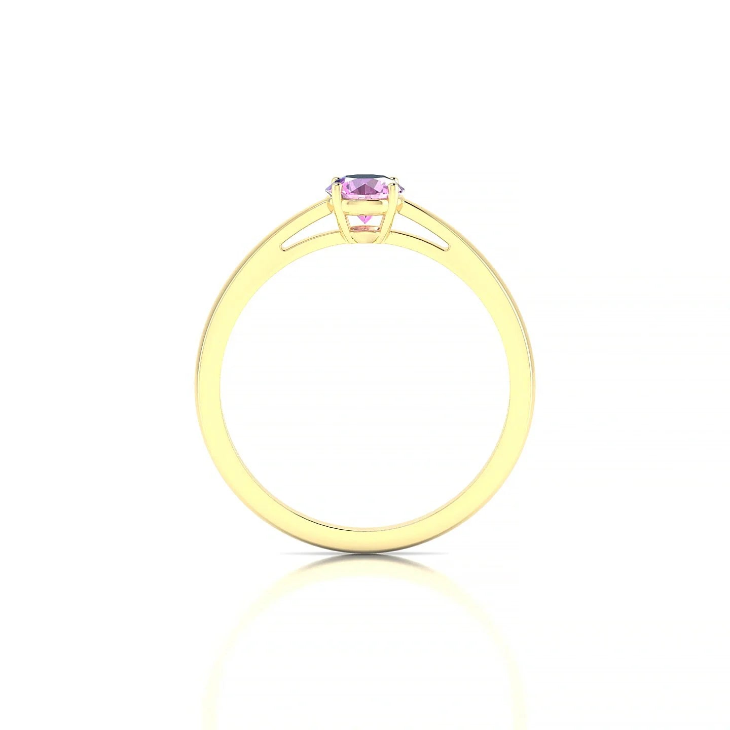 Zenith | 18k Yellow Gold 4.5 mm Round Pink Sapphire Ring