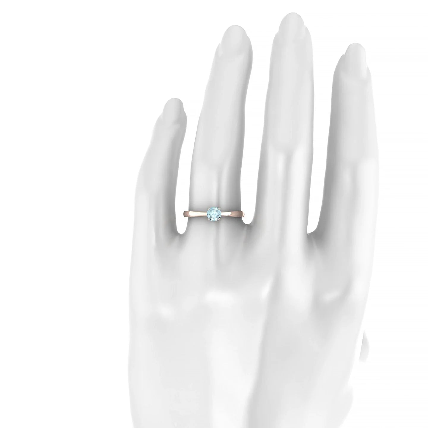 Zenith | 18k Rose Gold 4.5 mm Round Aquamarine Ring