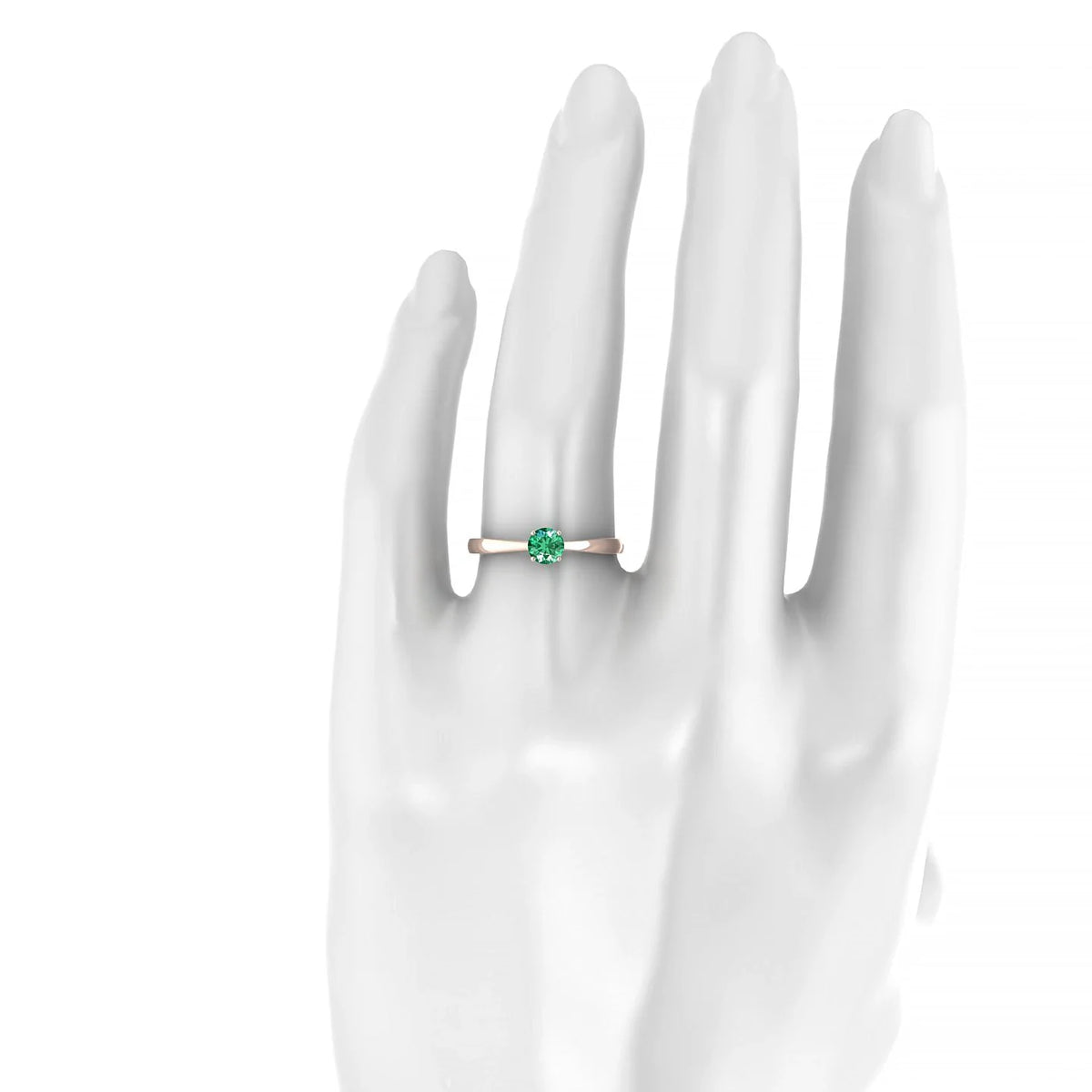 Zenith | 18k Rose Gold 4.5 mm Round Emerald Ring