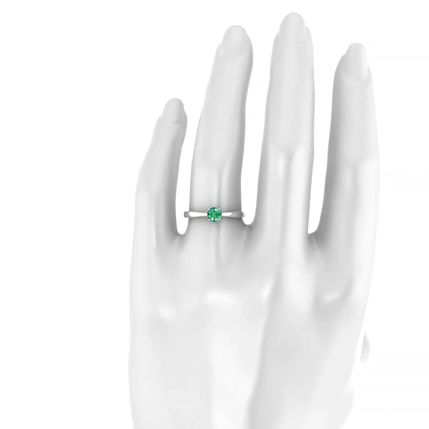 Zenith | 18k White Gold 4.5 mm Round Emerald Ring