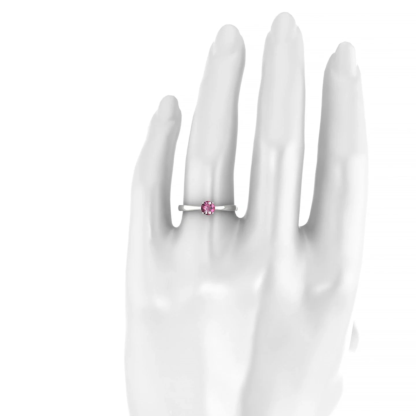Zenith | 18k White Gold 4.5 mm Round Rhodolite Ring