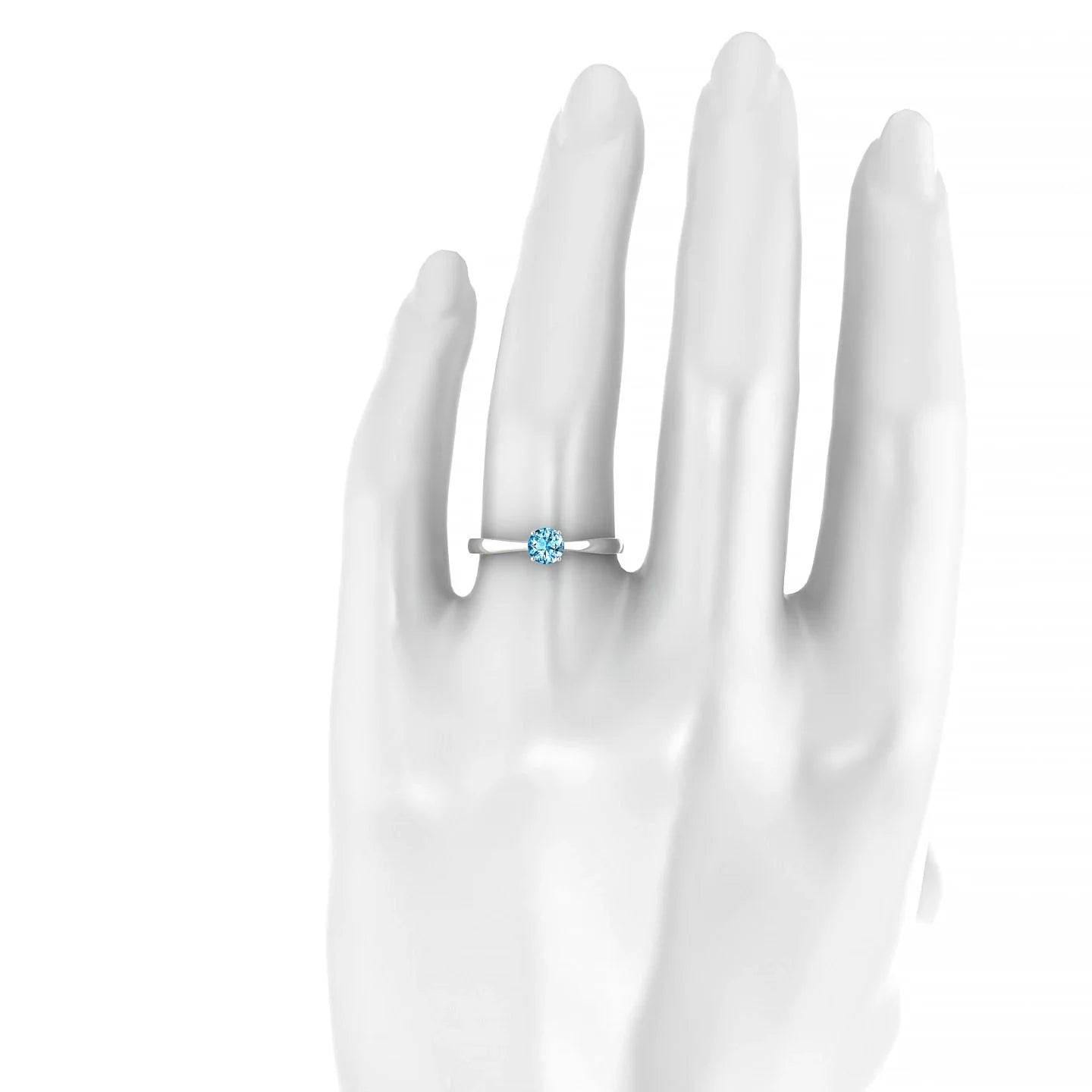 Zenith | 18k White Gold 4.5 mm Round Topaz Ring