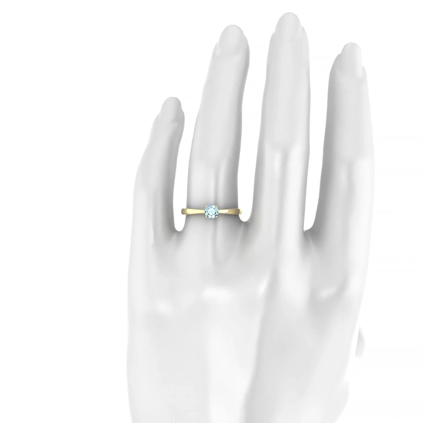 Zenith | 18k Yellow Gold 4.5 mm Round Aquamarine Ring