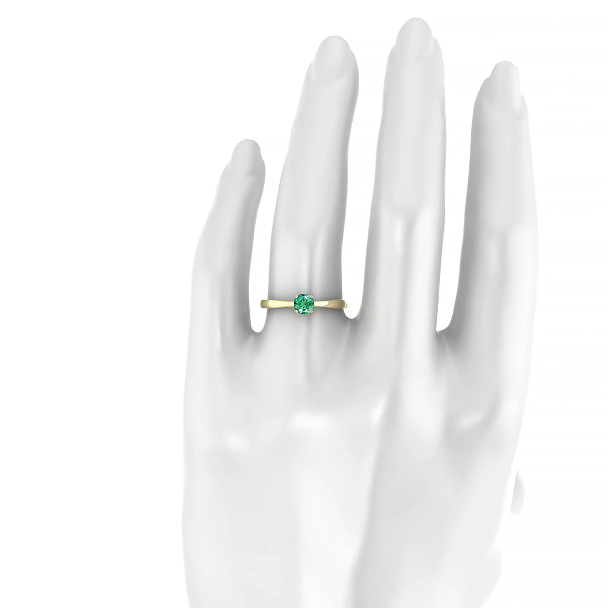 Zenith | 18k Yellow Gold 4.5 mm Round Emerald Ring