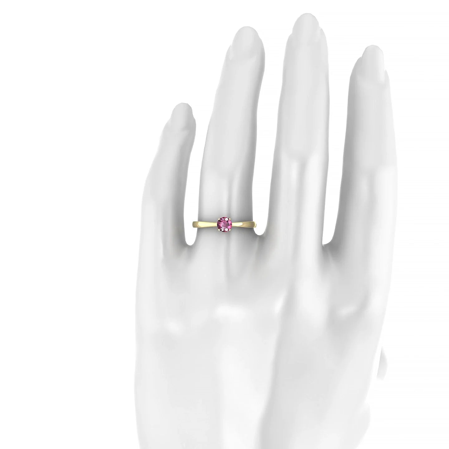 Zenith | 18k Yellow Gold 4.5 mm Round Rhodolite Ring