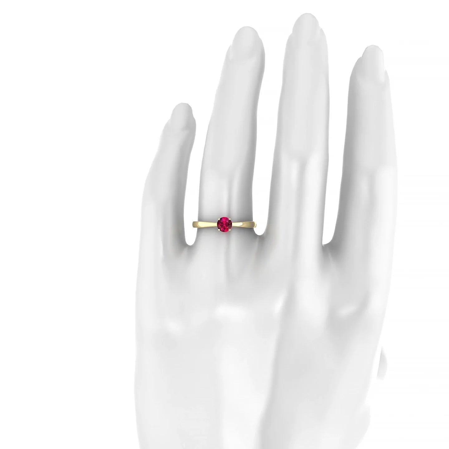 Zenith | 18k Yellow Gold 4.5 mm Round Ruby Ring