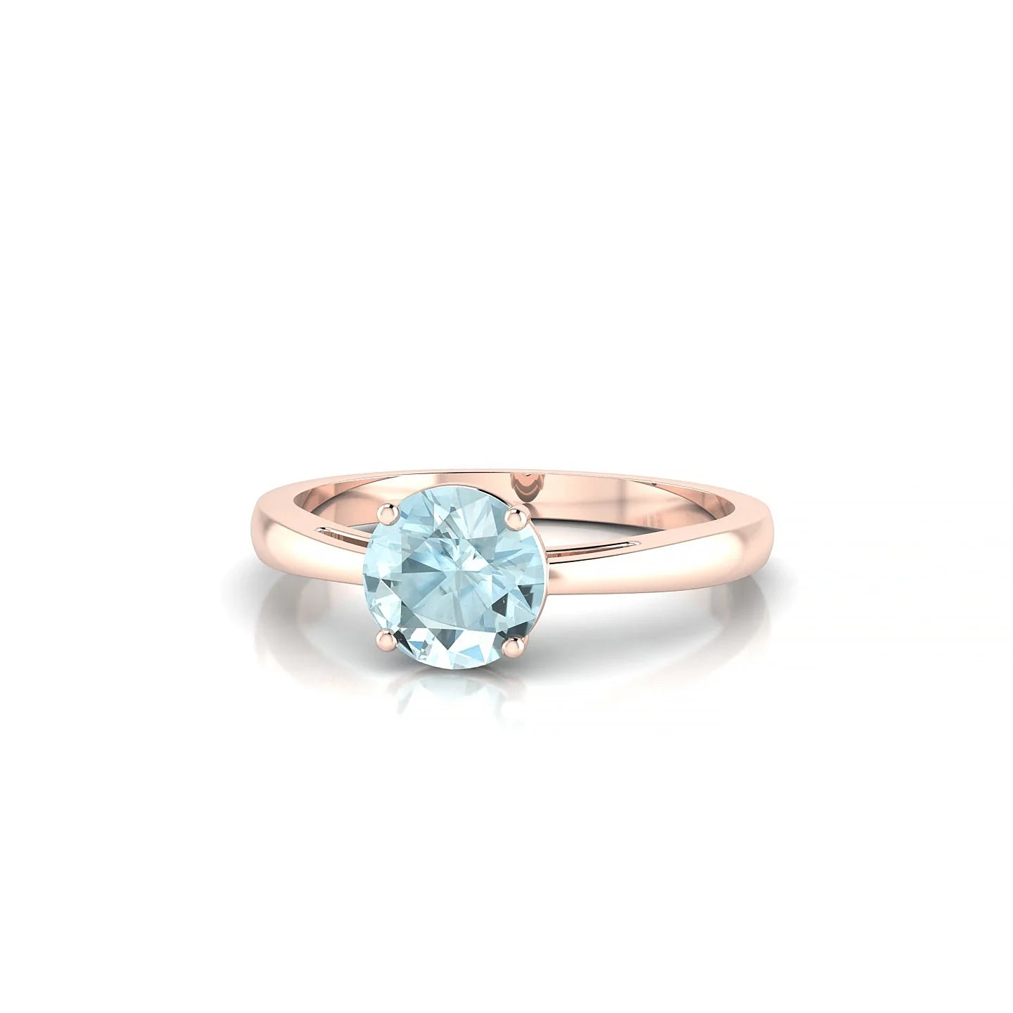 Zenith | 18k Rose Gold 6 mm Round Aquamarine Ring