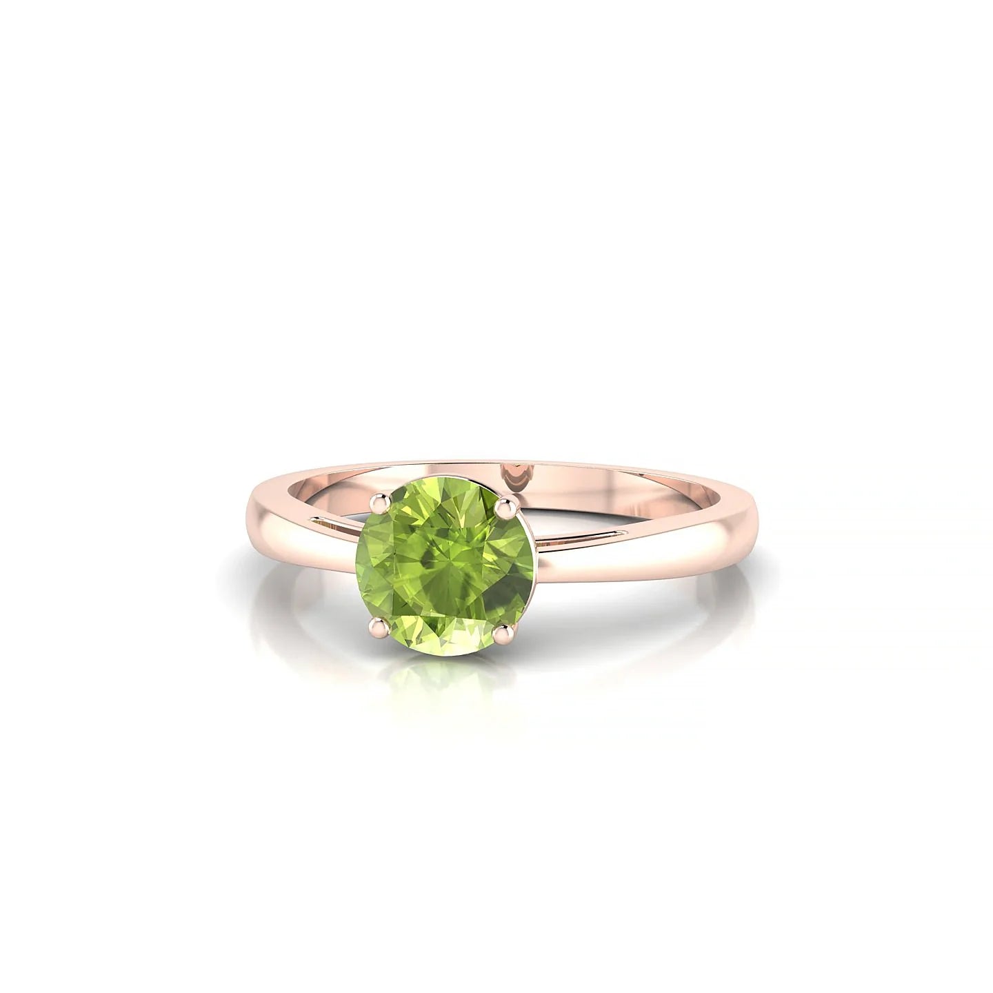 Zenith | 18k Rose Gold 6 mm Round Peridot Ring