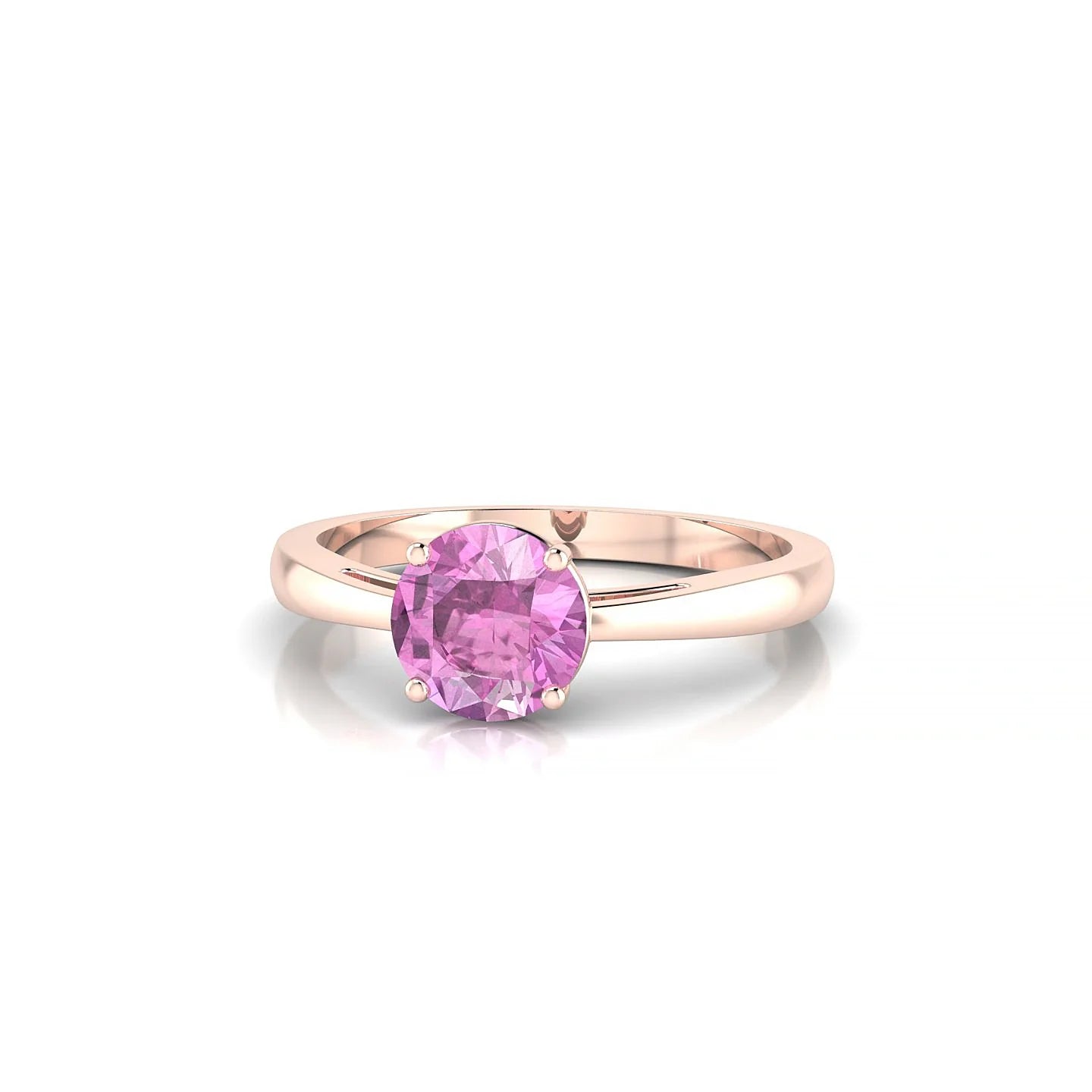 Zenith | 18k Rose Gold 6 mm Round Pink Sapphire Ring