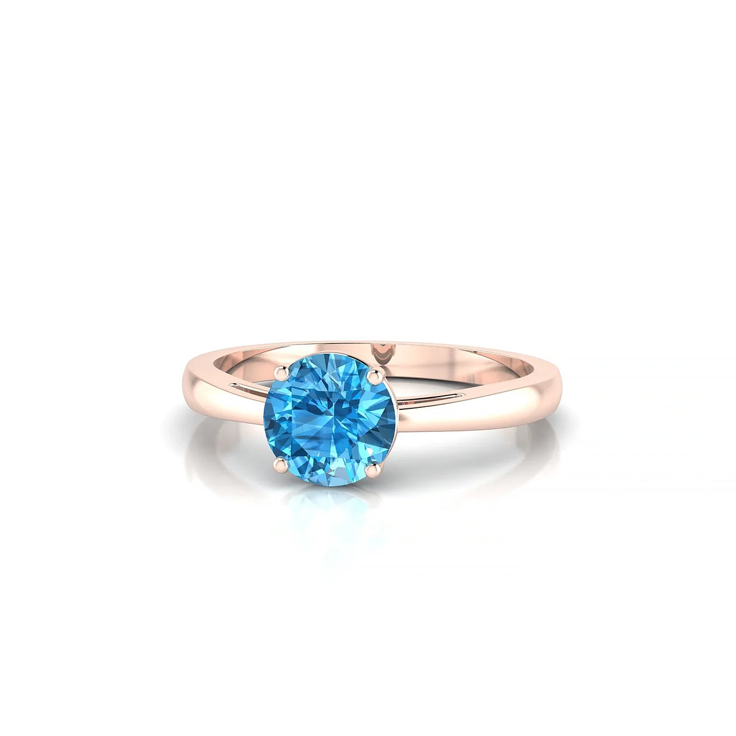 Zenith | 18k Rose Gold 6 mm Round Topaz Ring