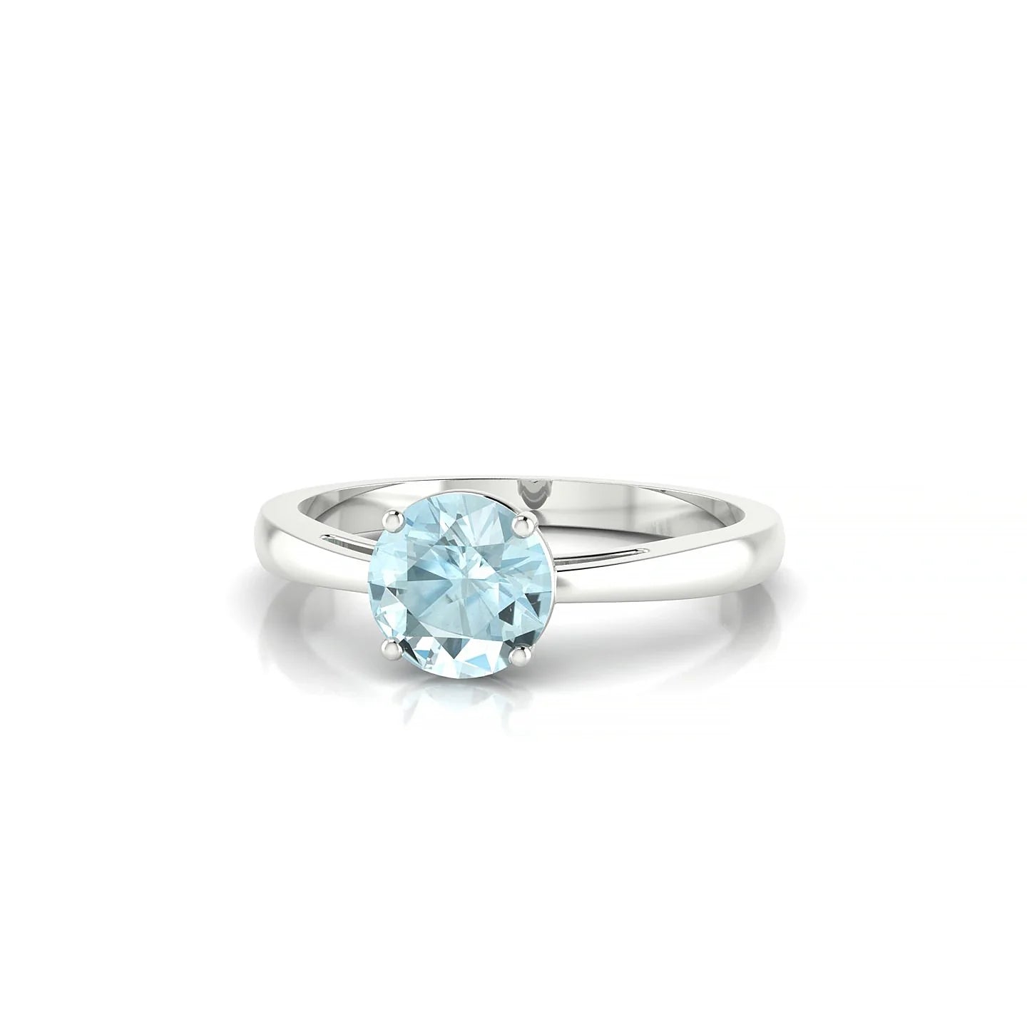 Zenith | 18k White Gold 6 mm Round Aquamarine Ring