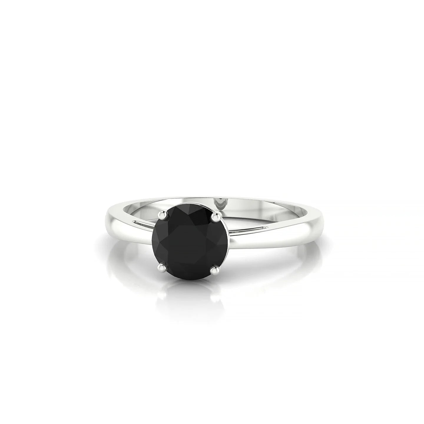 Zenith | 18k White Gold 6 mm Round Black Diamond Ring