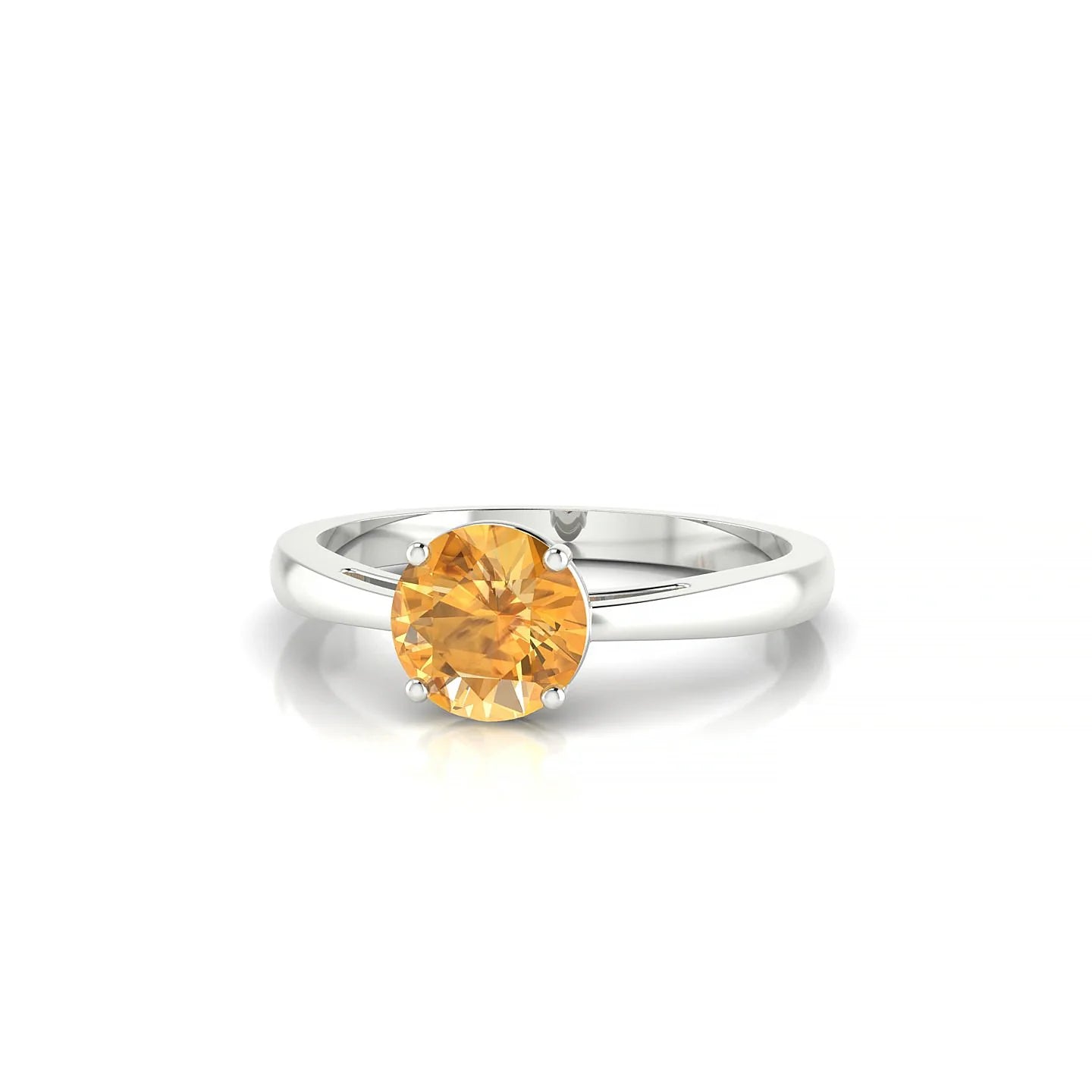 Zenith | 18k White Gold 6 mm Round Citrine Ring