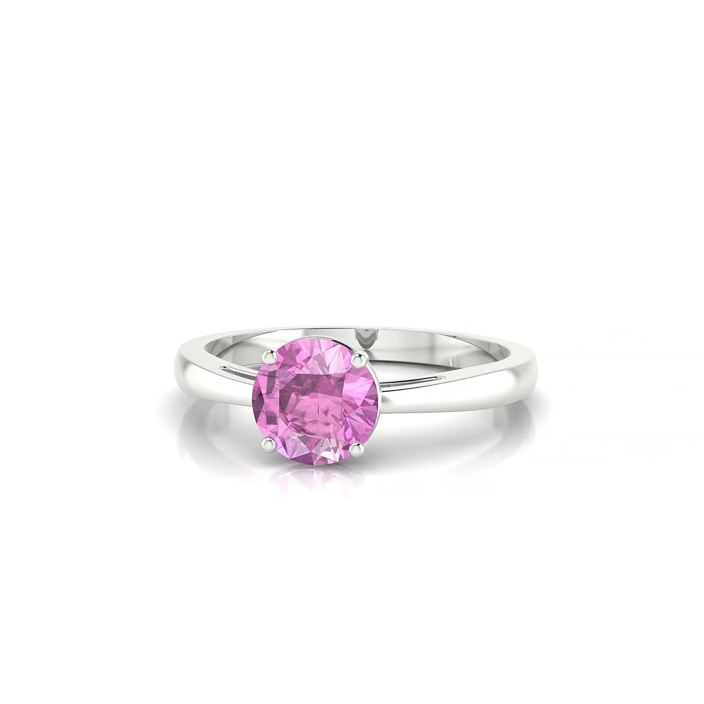 Zenith | 18k White Gold 6 mm Round Pink Sapphire Ring