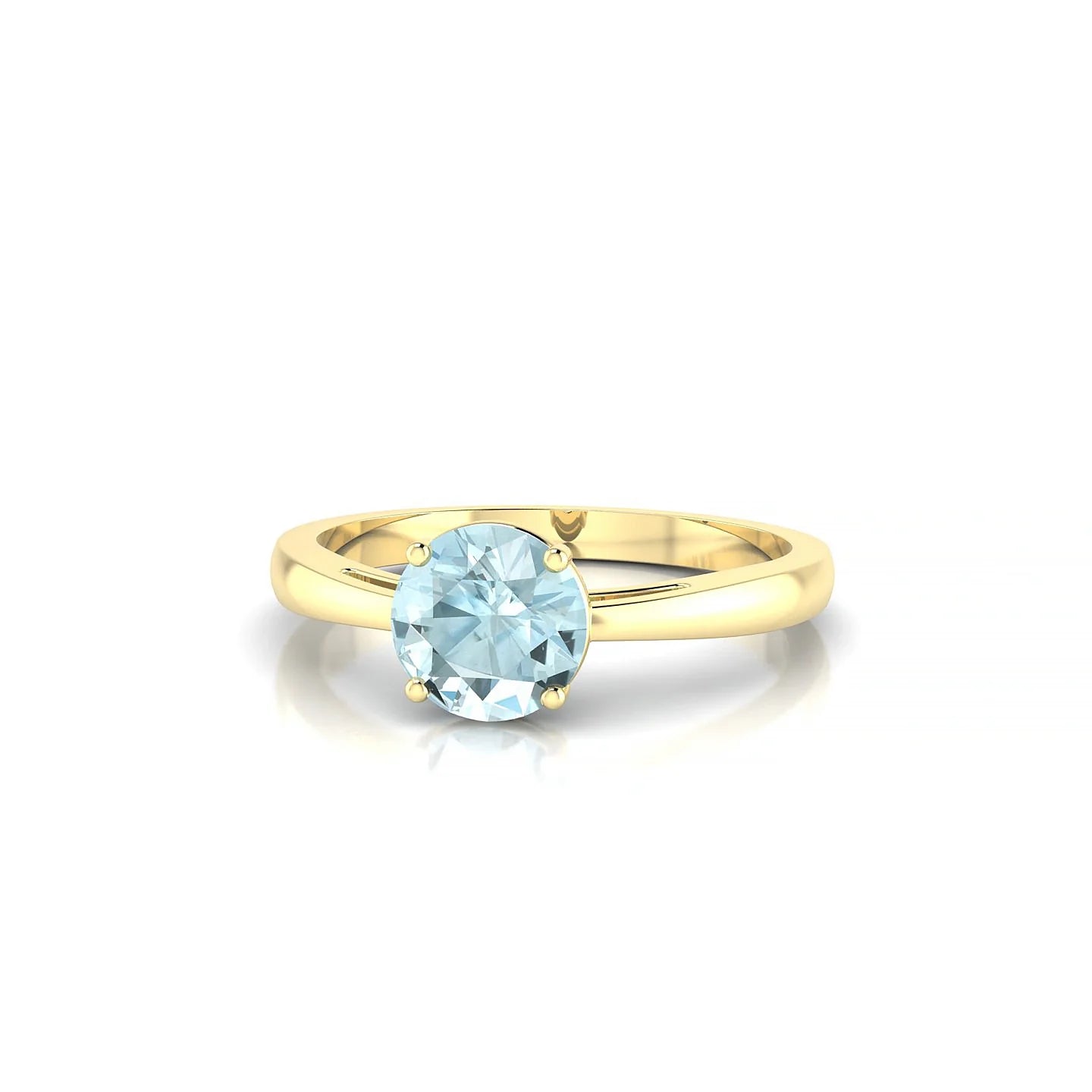 Zenith | 18k Yellow Gold 6 mm Round Aquamarine Ring
