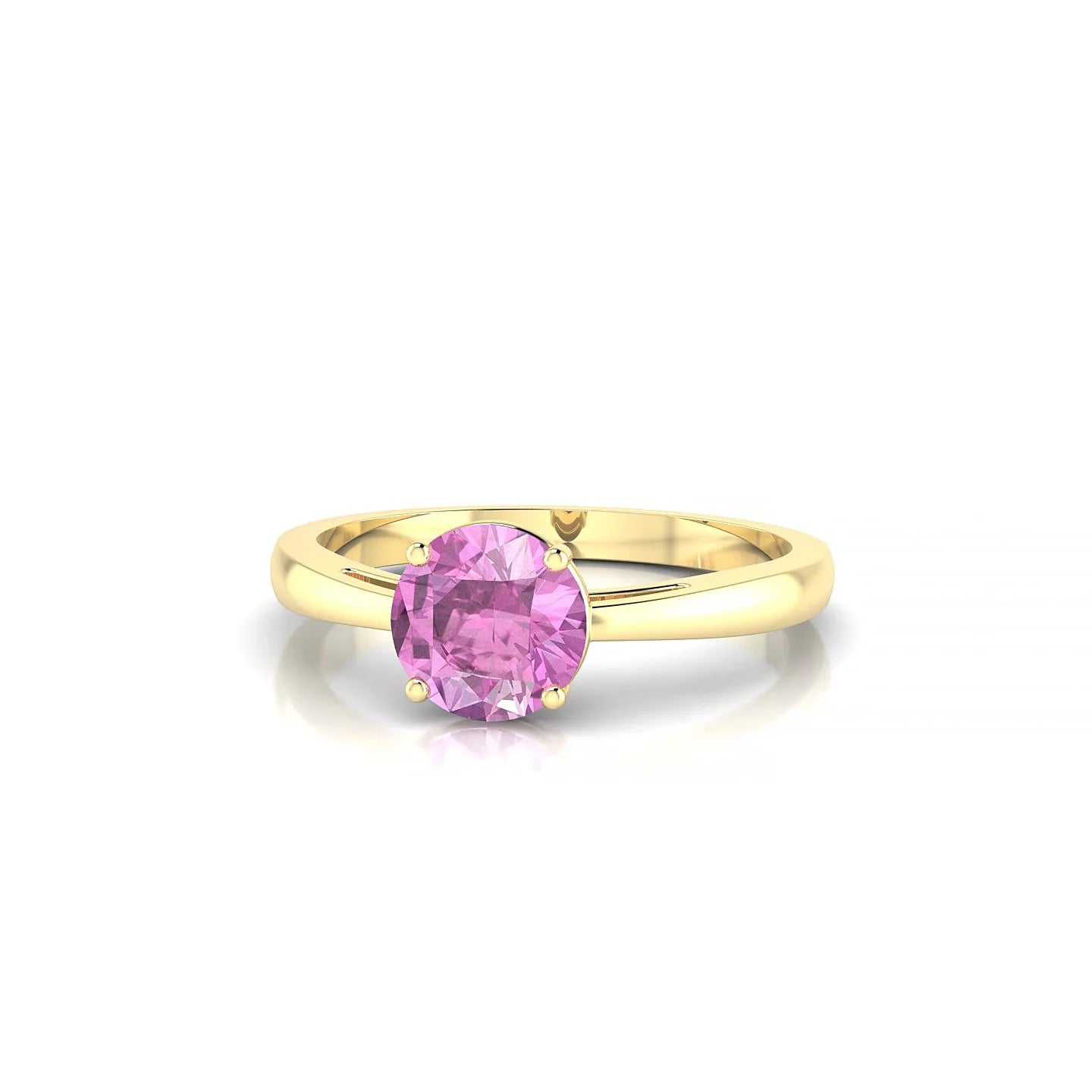 Zenith | 18k Yellow Gold 6 mm Round Pink Sapphire Ring