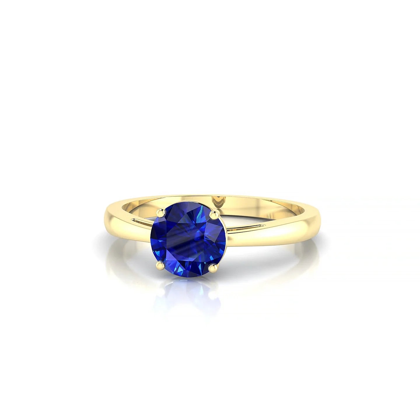 Zenith | 18k Yellow Gold 6 mm Round Sapphire Ring