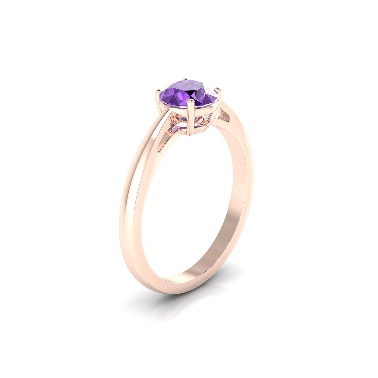 Zenith | 18k Rose Gold 6 mm Round Amethyst Ring