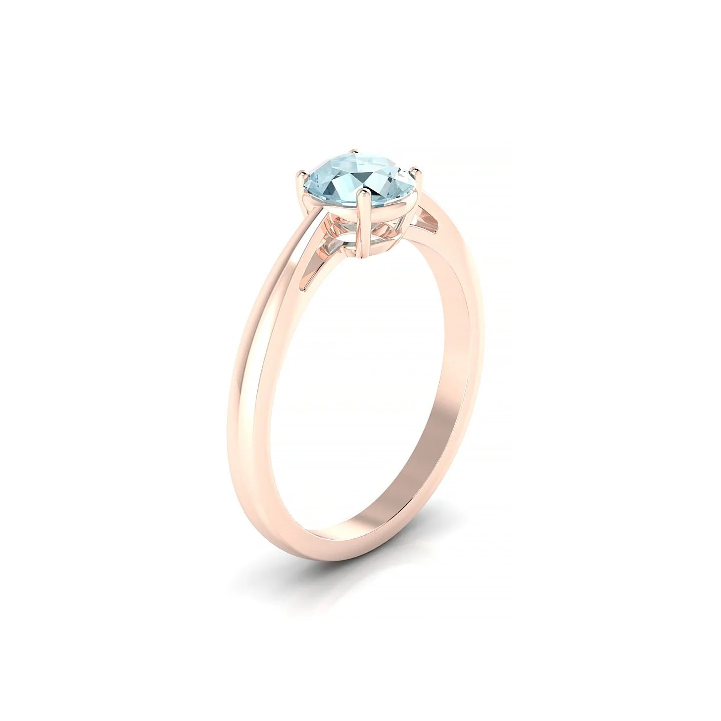Zenith | 18k Rose Gold 6 mm Round Aquamarine Ring