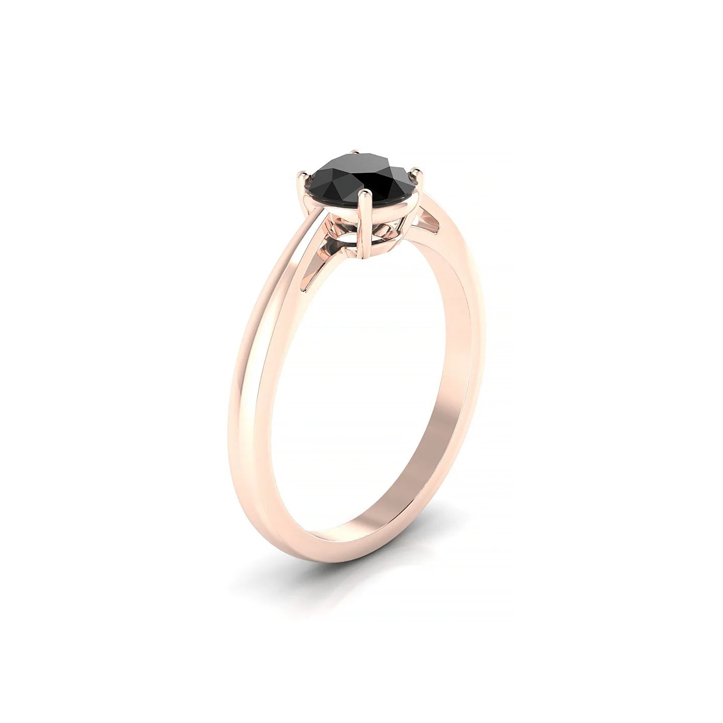 Zenith | 18k Rose Gold 6 mm Round Black Diamond Ring