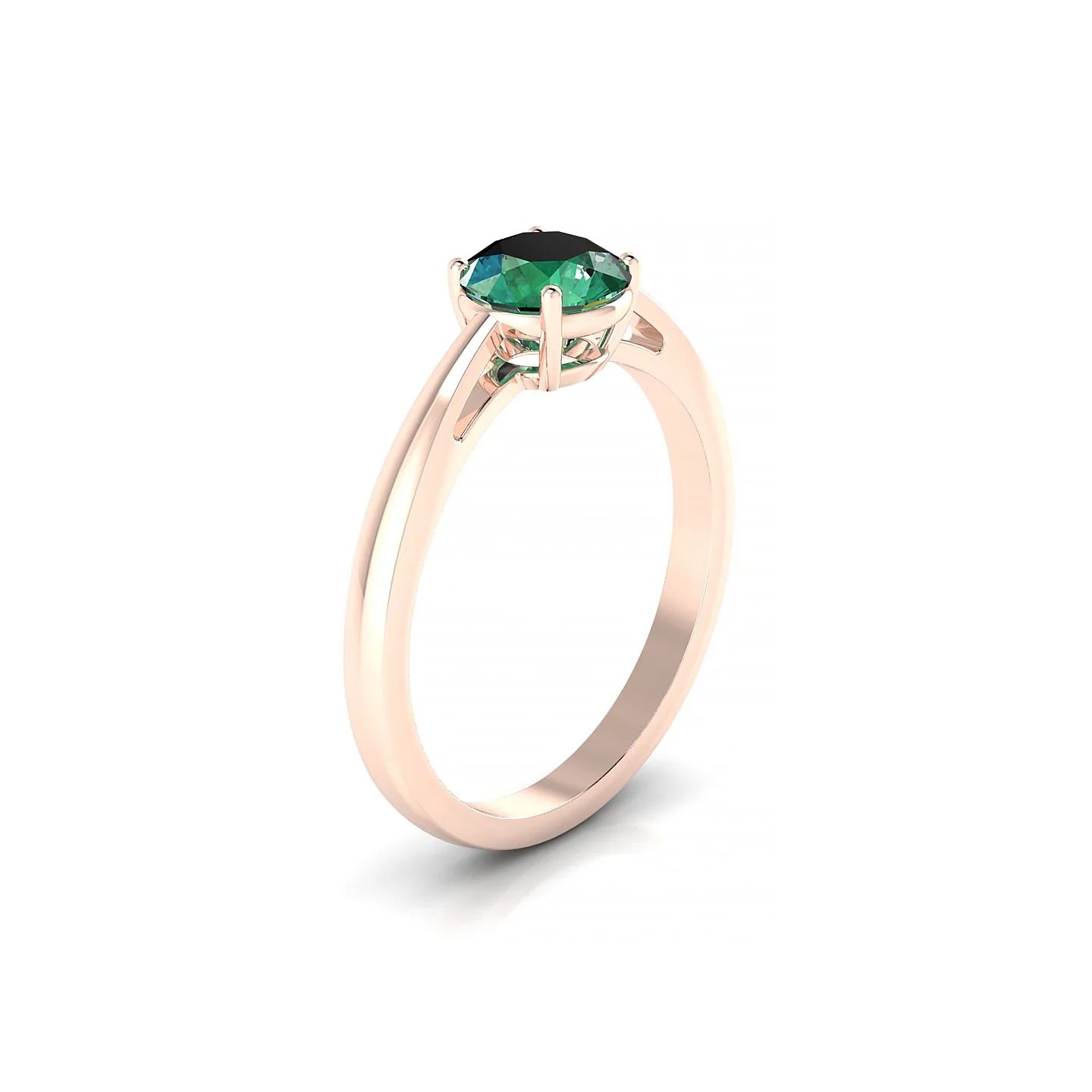 Zenith | 18k Rose Gold 6 mm Round Emerald Ring