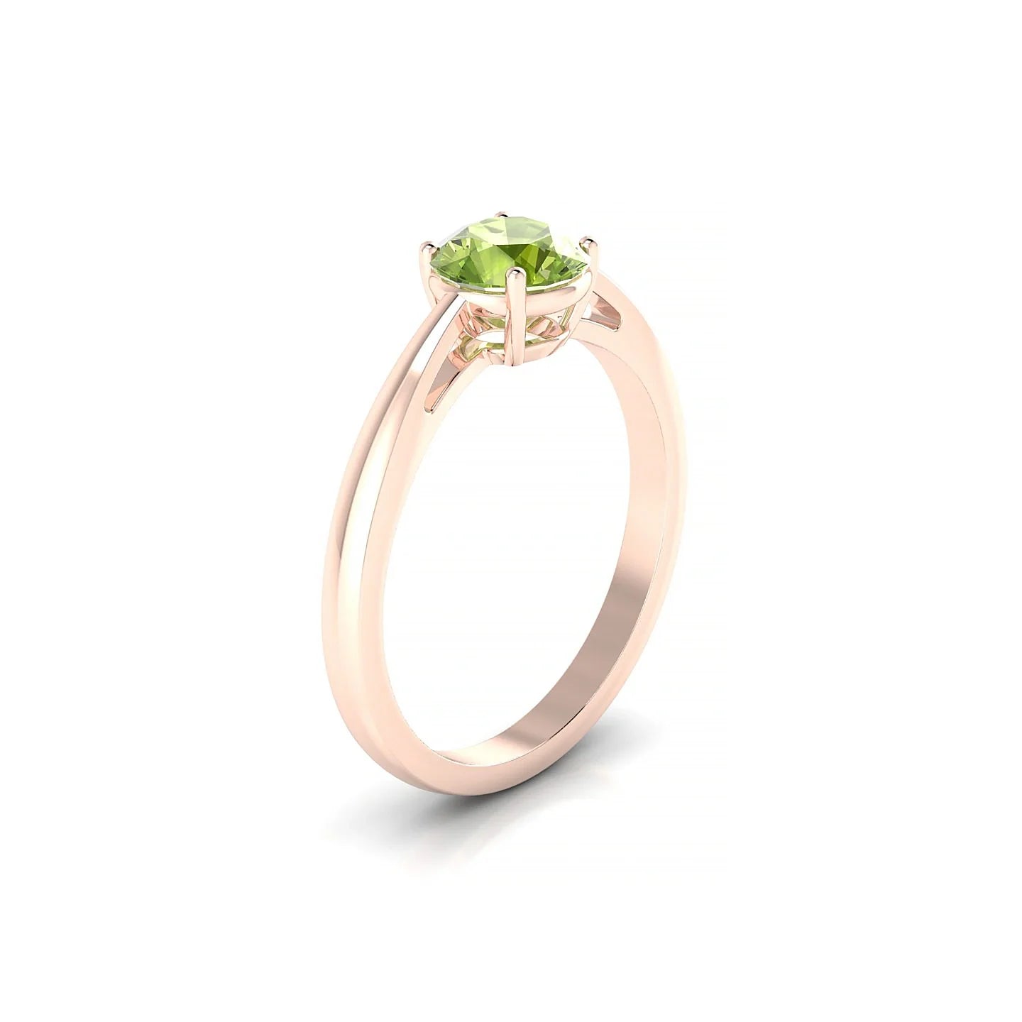 Zenith | 18k Rose Gold 6 mm Round Peridot Ring