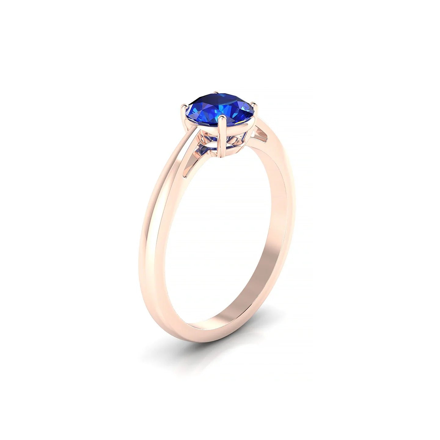 Zenith | 18k Rose Gold 6 mm Round Sapphire Ring