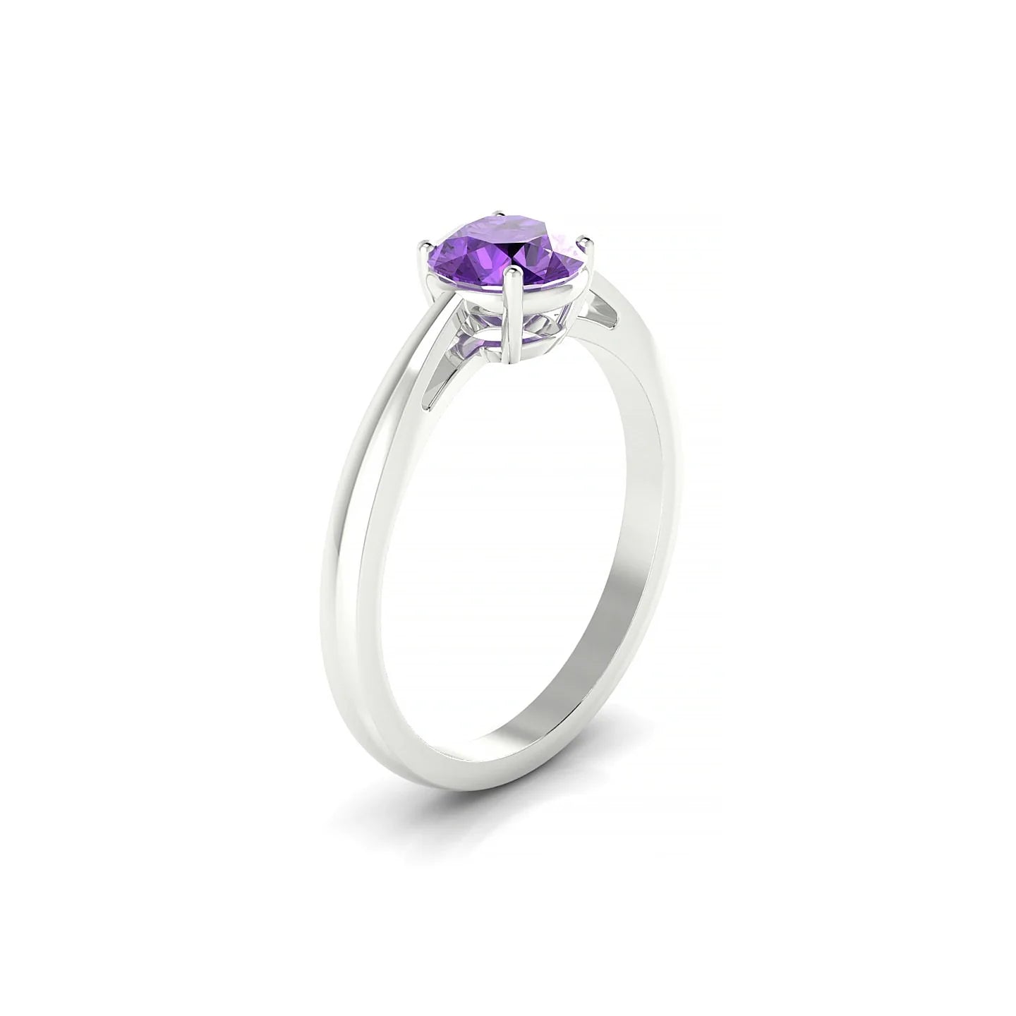Zenith | 18k White Gold 6 mm Round Amethyst Ring