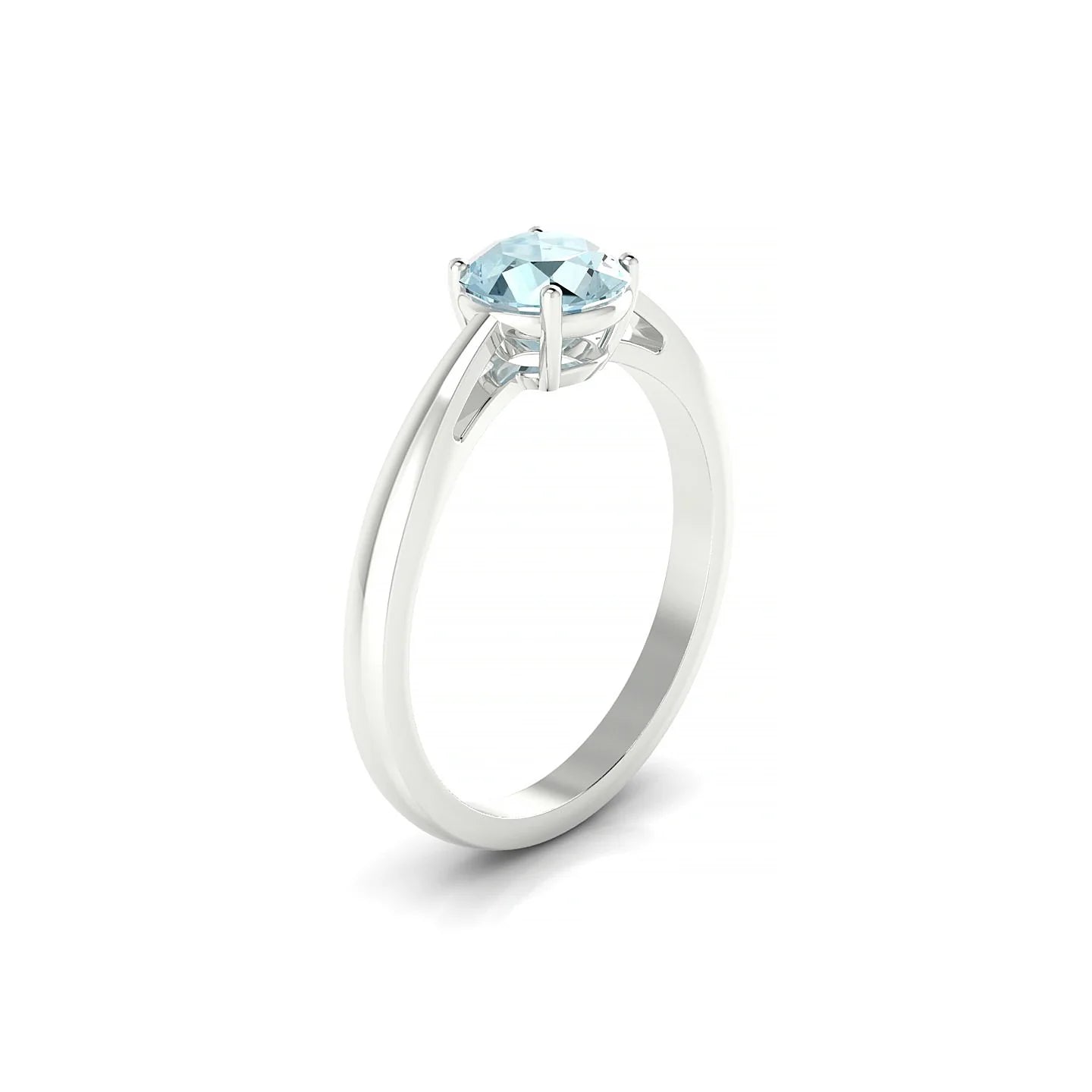 Zenith | 18k White Gold 6 mm Round Aquamarine Ring