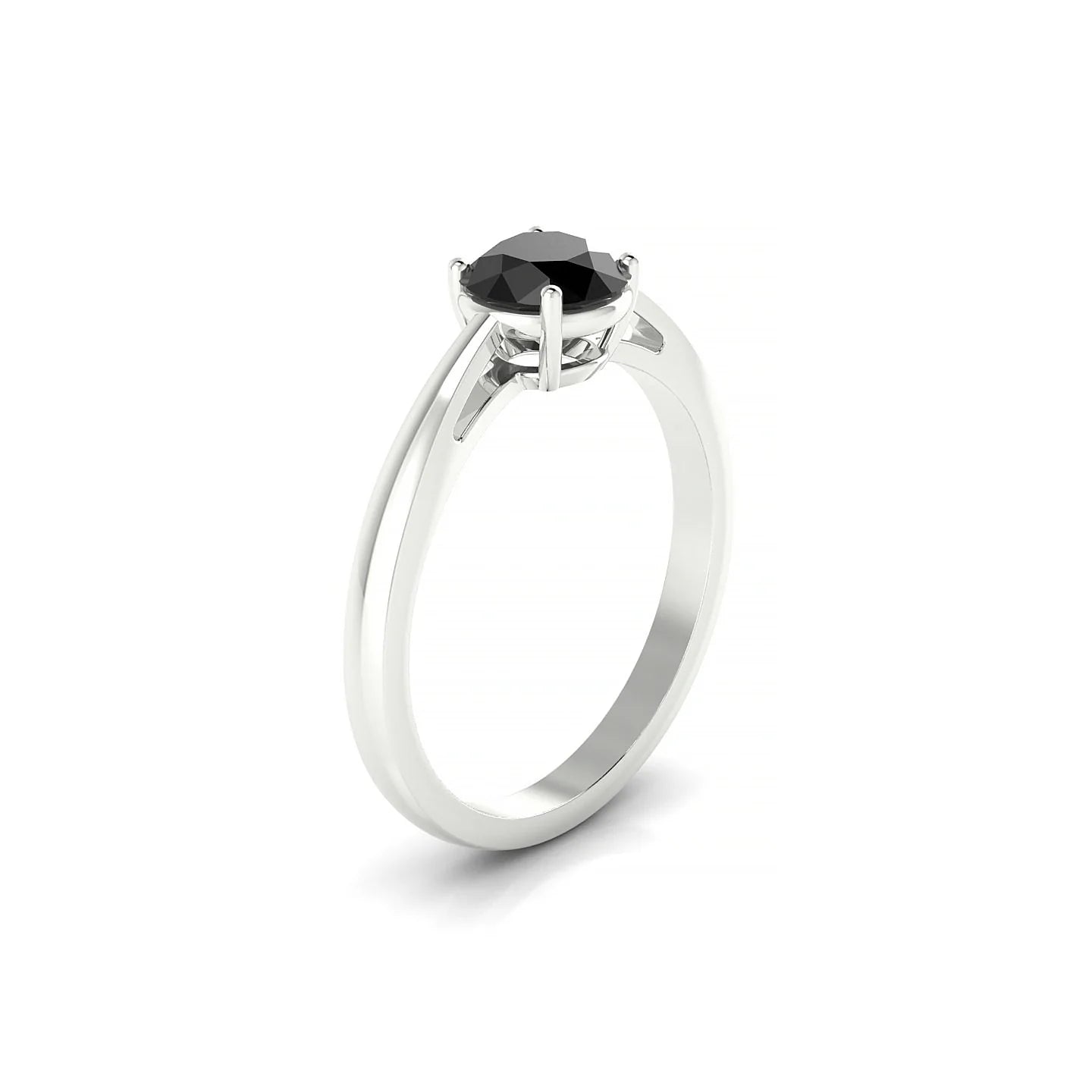 Zenith | 18k White Gold 6 mm Round Black Diamond Ring