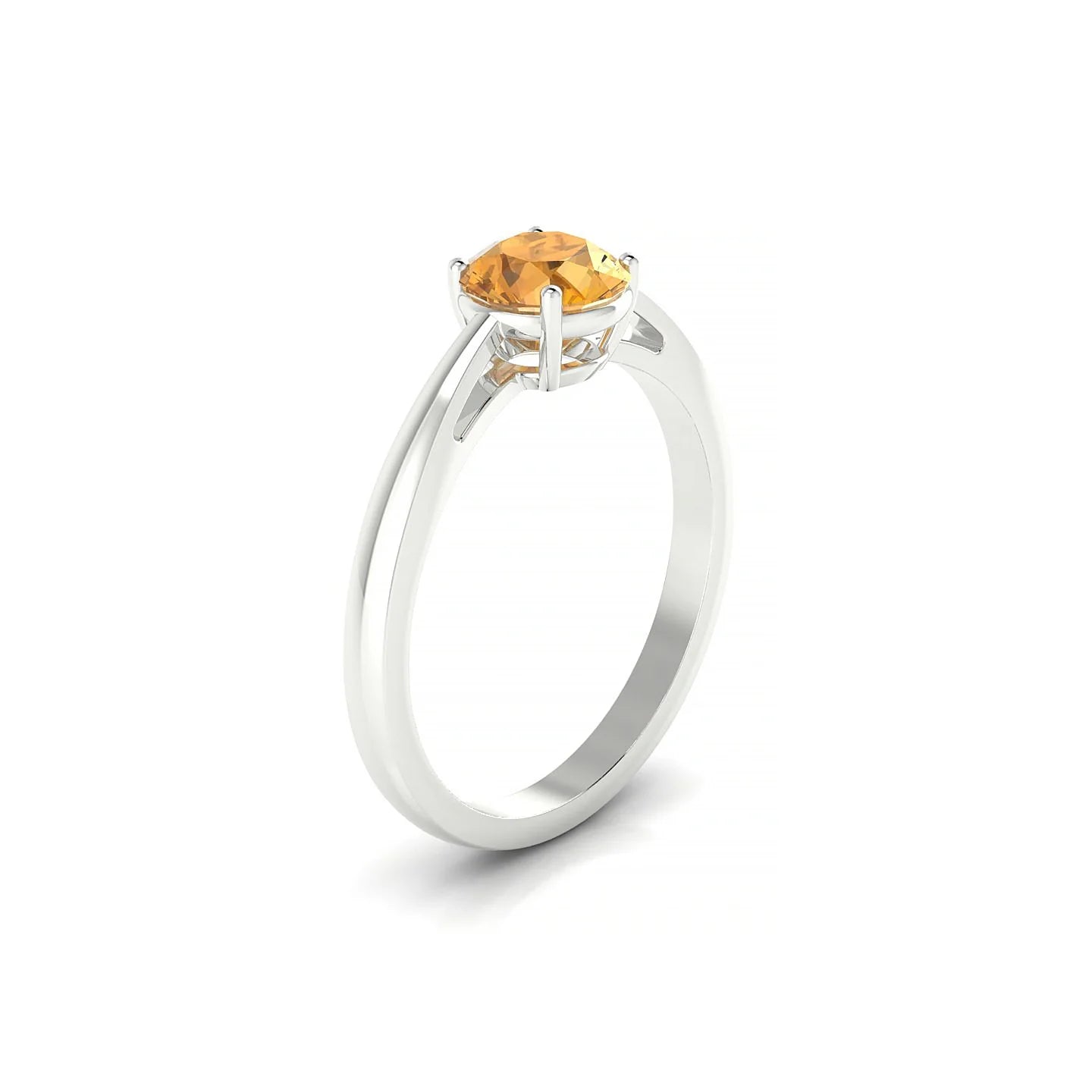 Zenith | 18k White Gold 6 mm Round Citrine Ring