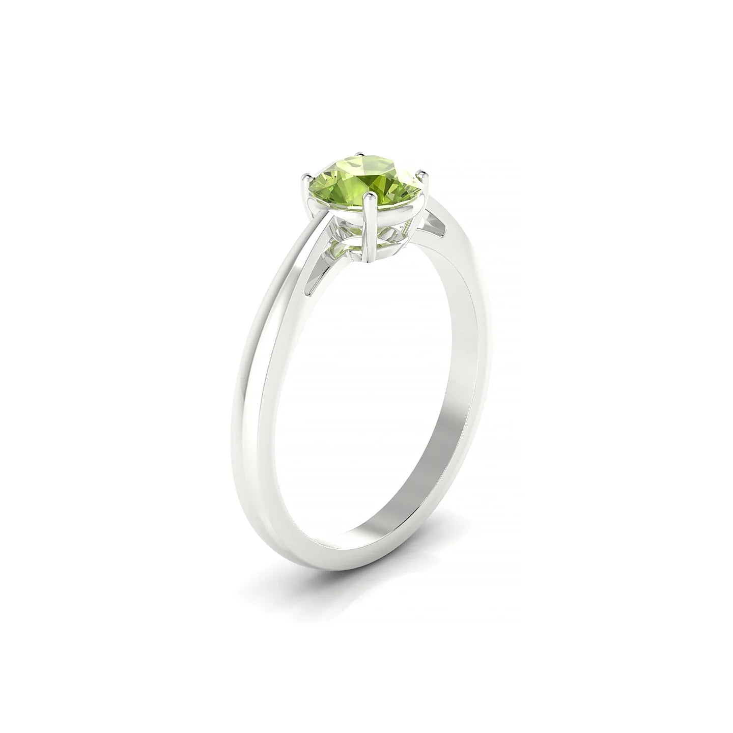 Zenith | 18k White Gold 6 mm Round Peridot Ring
