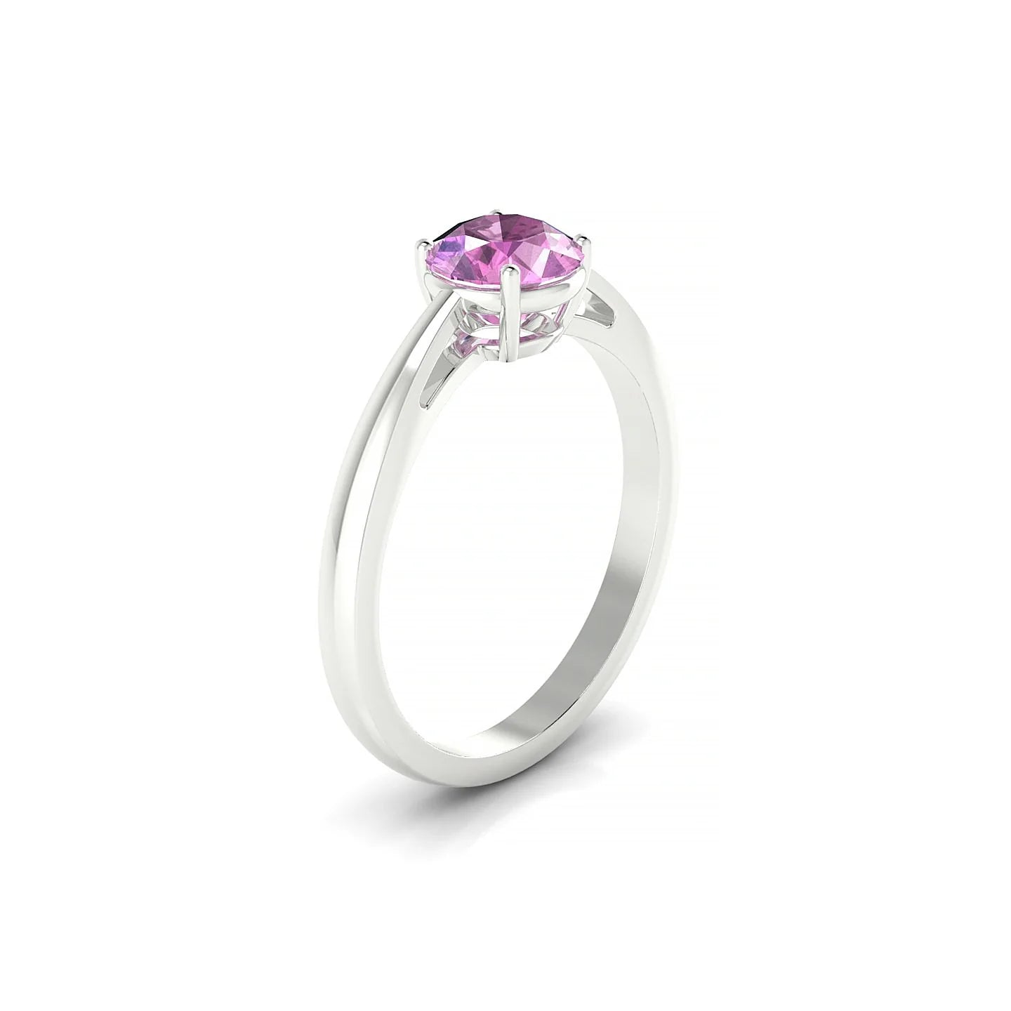Zenith | 18k White Gold 6 mm Round Pink Sapphire Ring